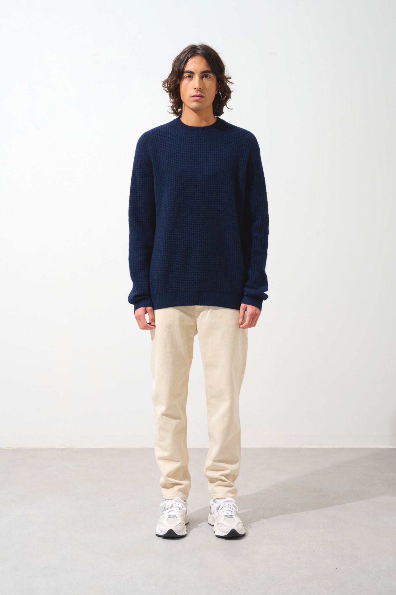 aksel pull col rond 4 fils navy 100% cachemire