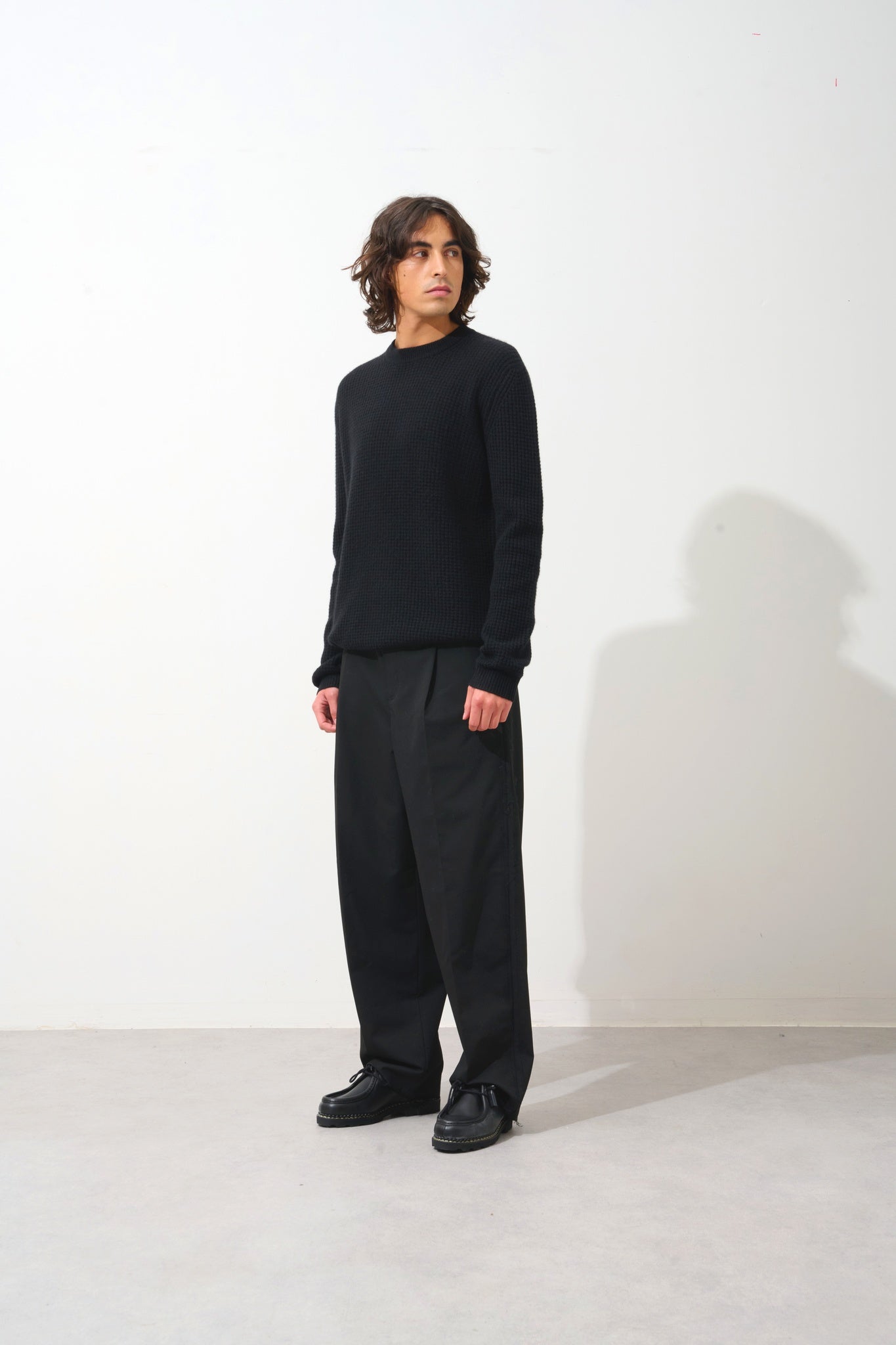 AKSEL pull col rond 4 fils noir 100% cachemire