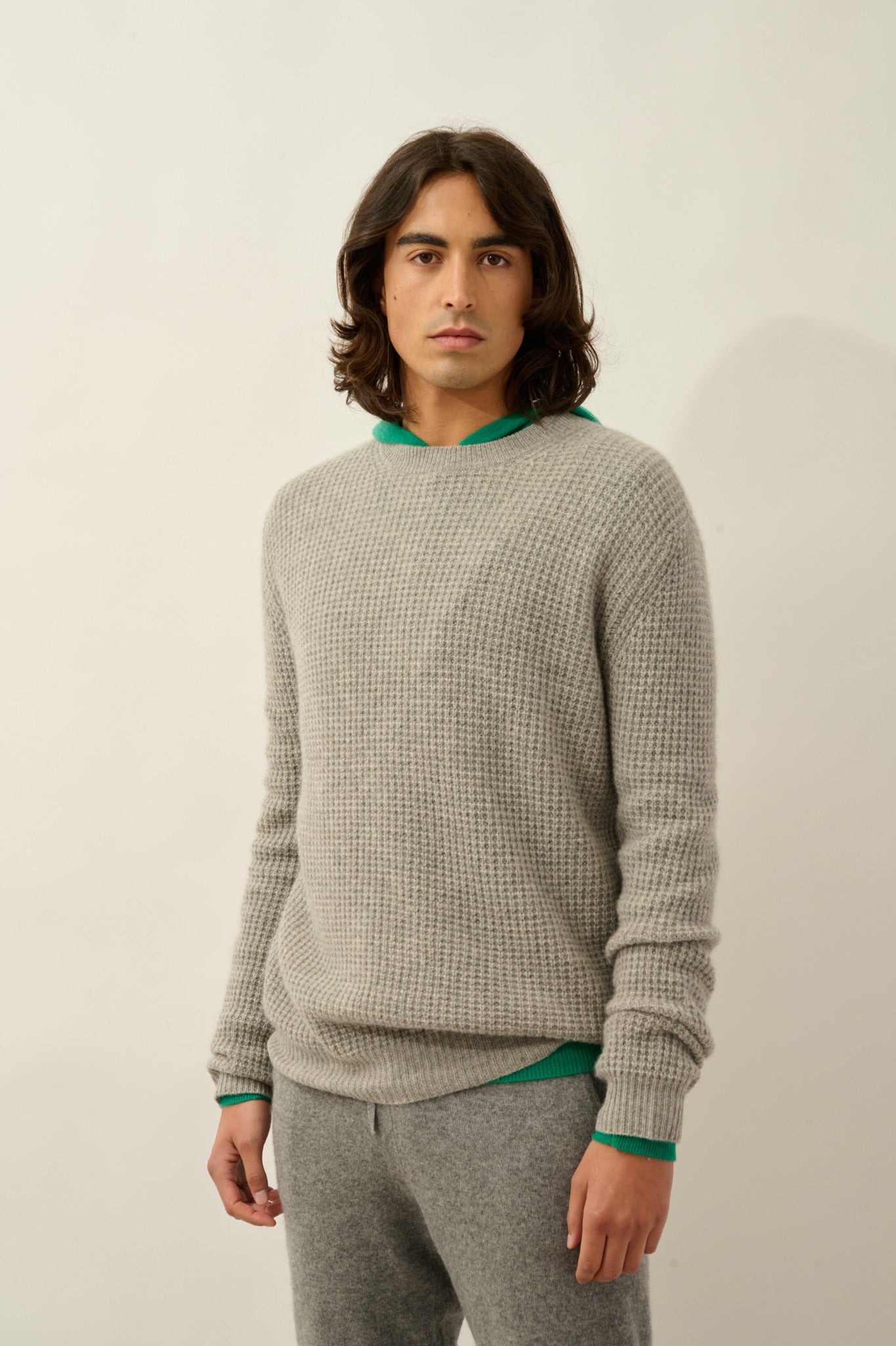 aksel pull col rond 4 fils nuage chiné 100% cachemire