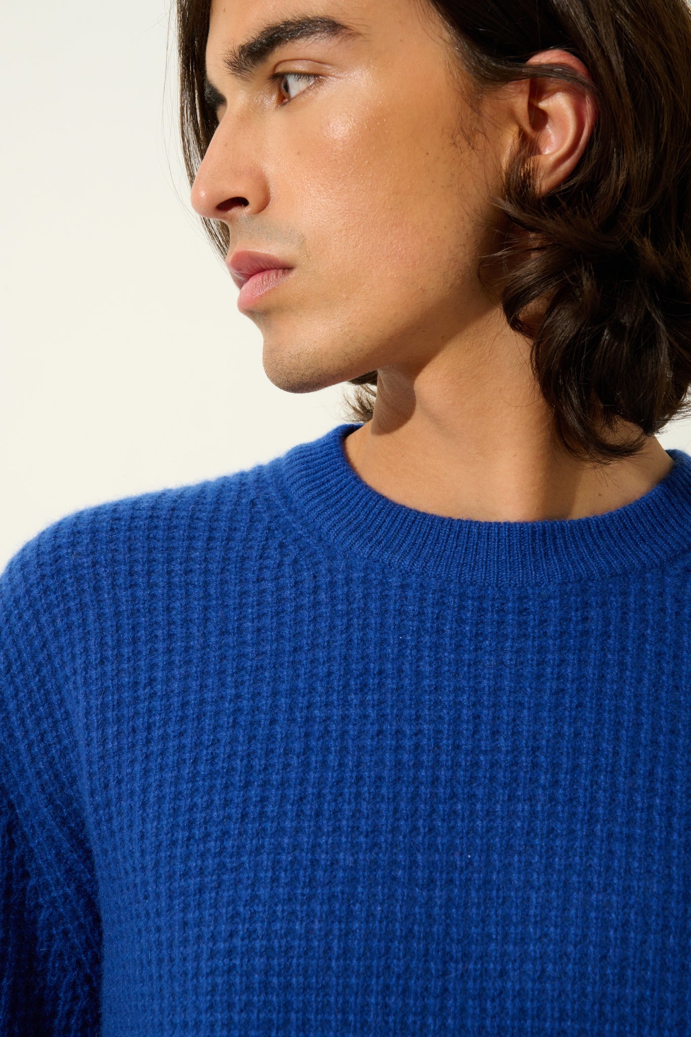 AKSEL pull col rond 4 fils outremer 100% cachemire