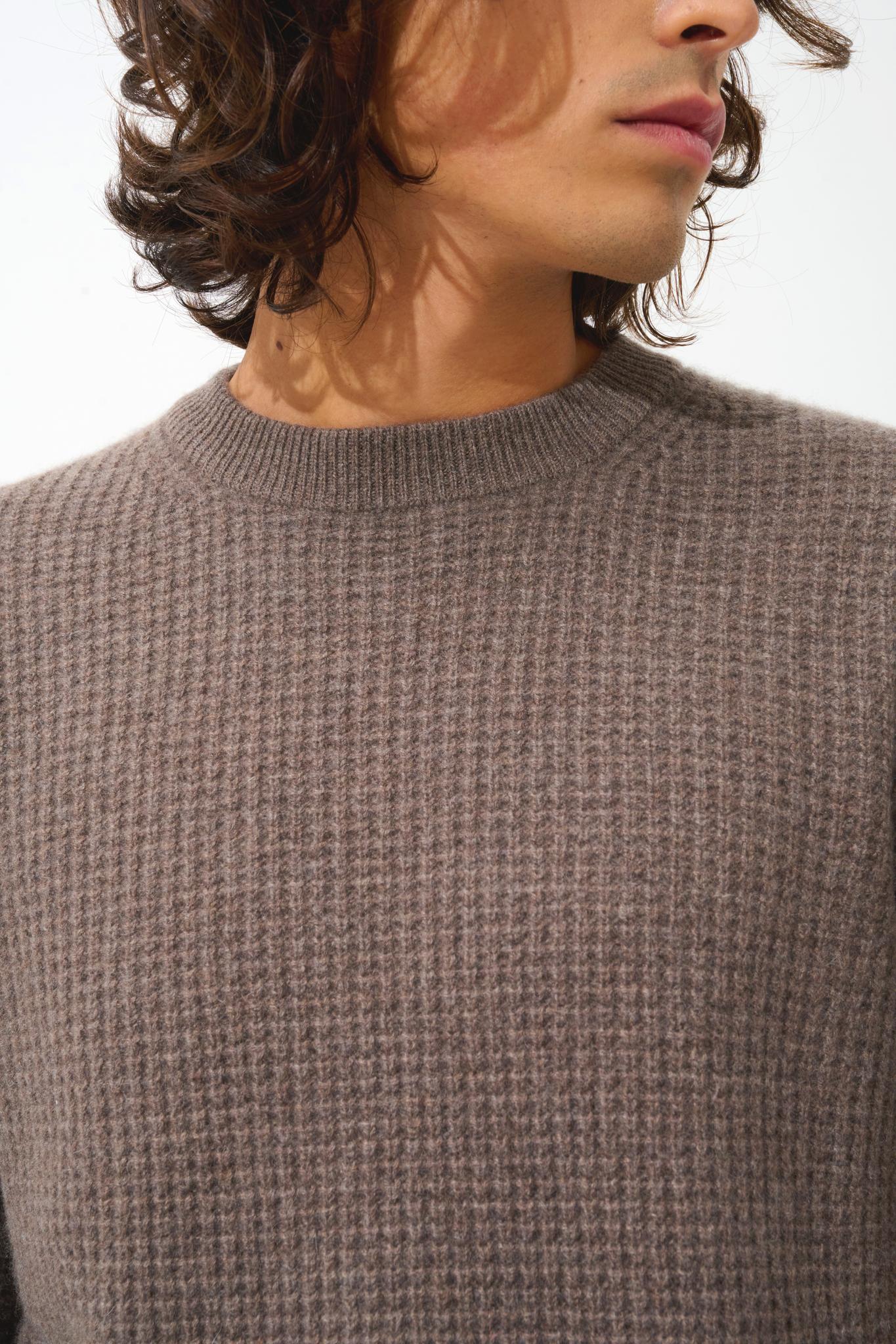 AKSEL 4-thread taupe mottled round-neck sweater 100% cashmere