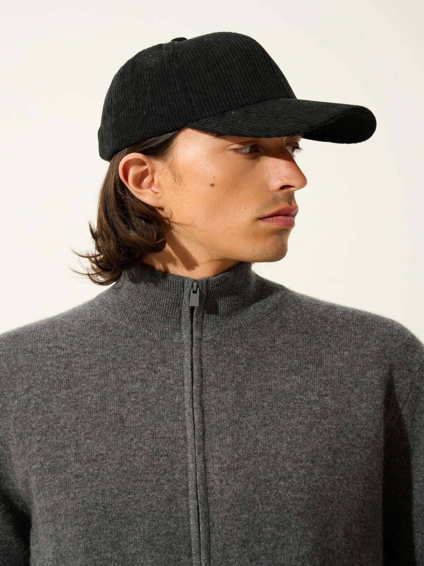 ALBARON gilet zippé col montant anthracite chiné 100% cachemire