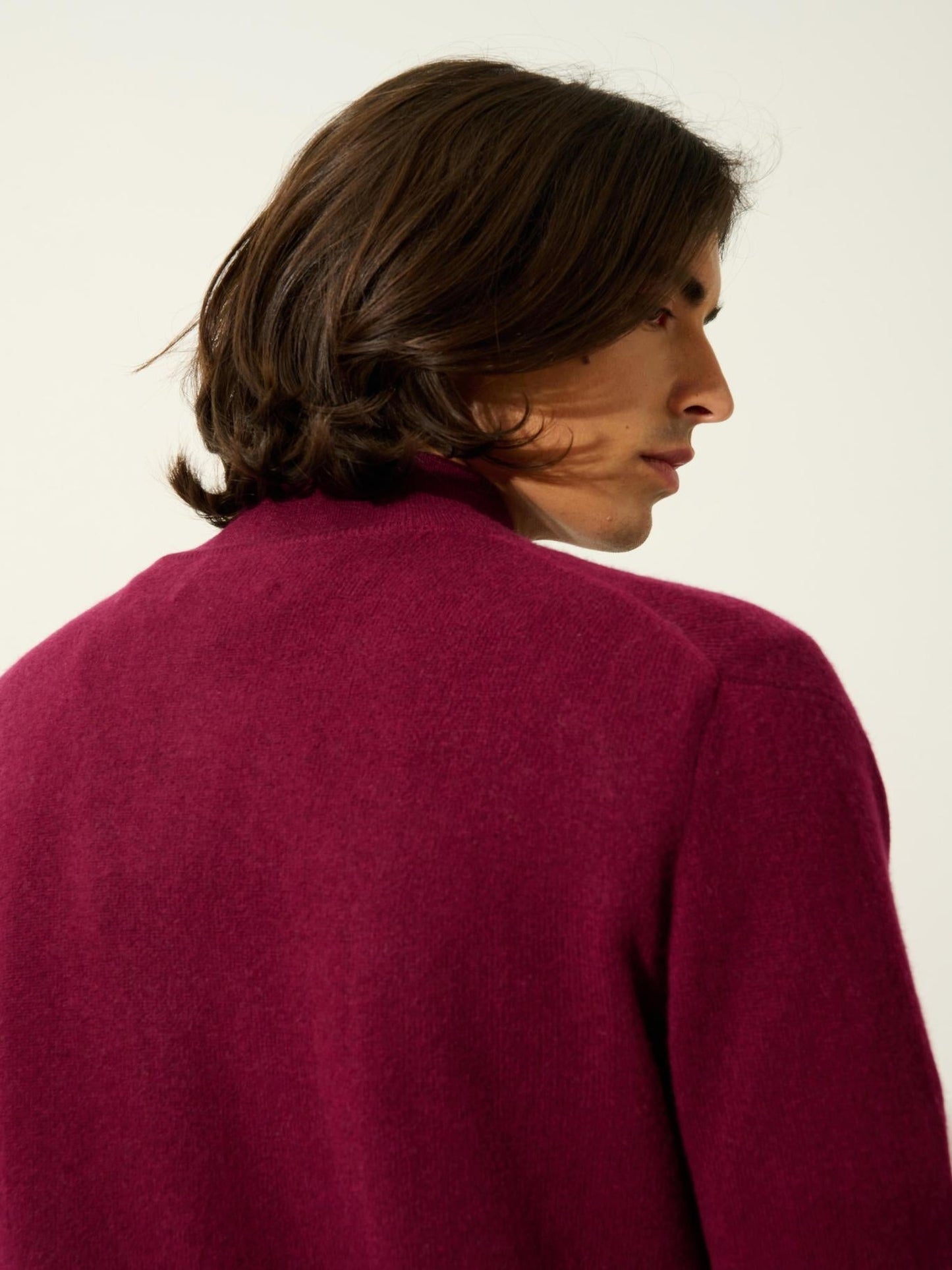 ALBARON gilet zippé col montant bordeaux 100% cachemire