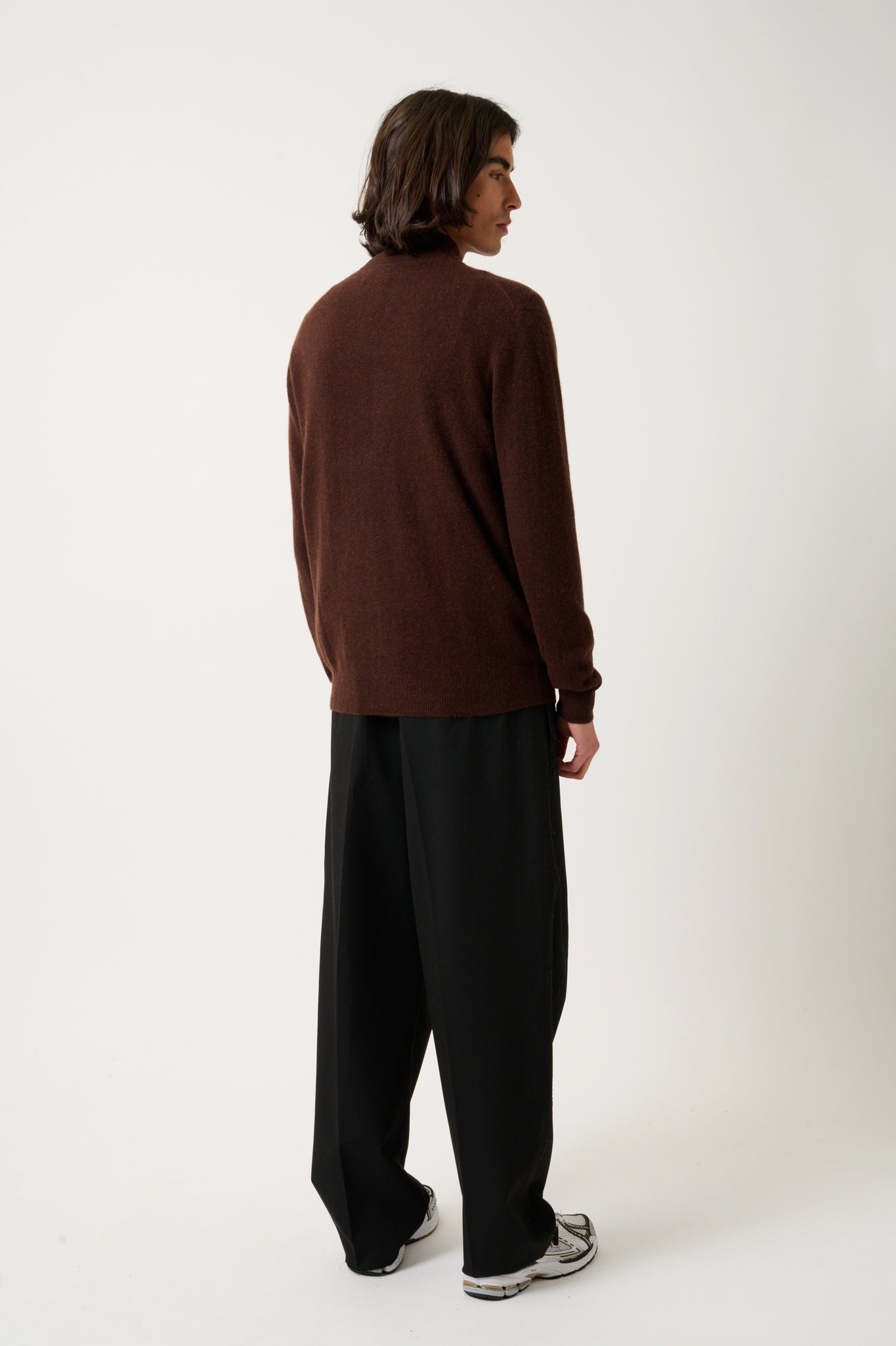 ALBARON gilet zippé col montant café 100% cachemire