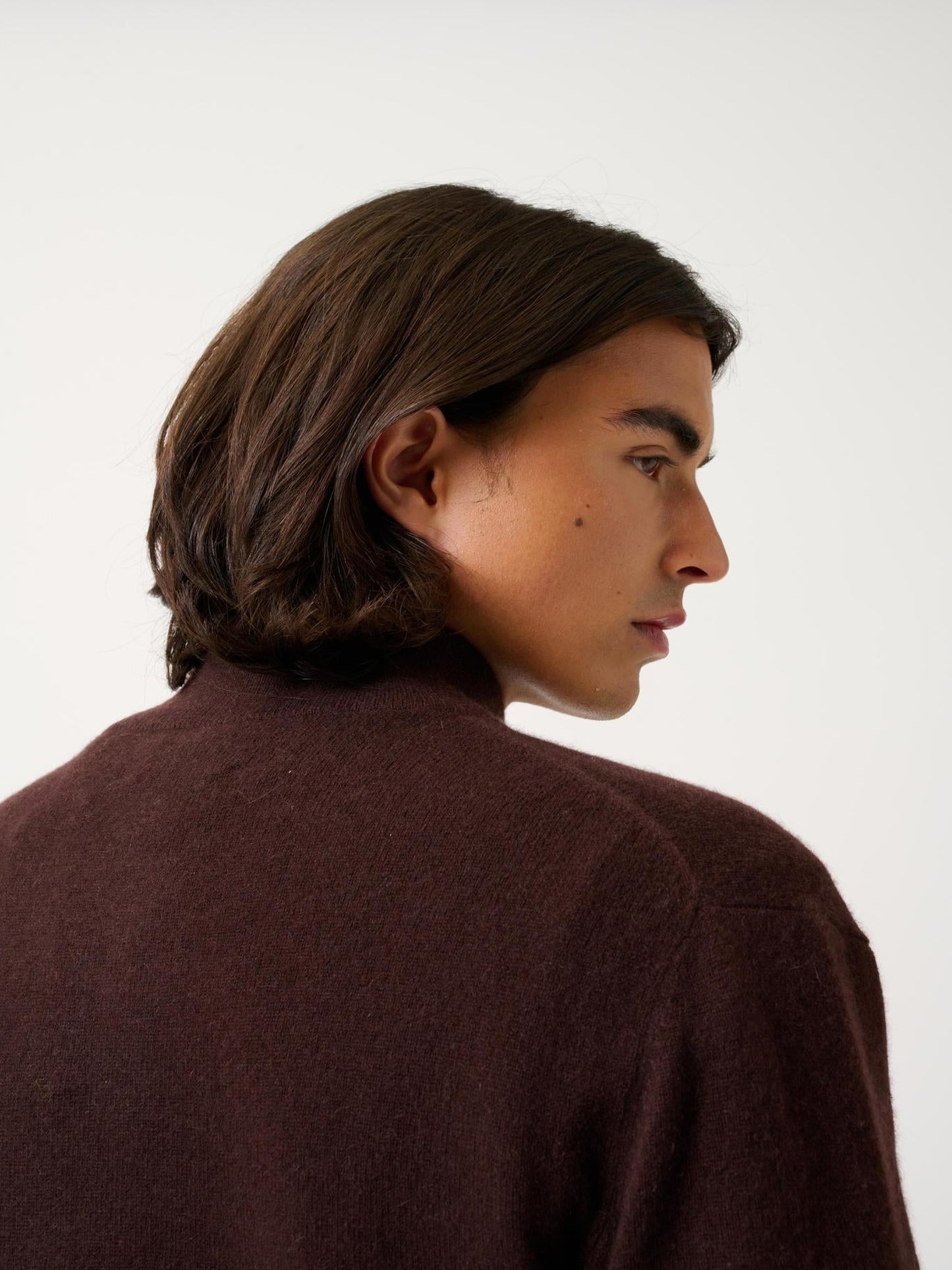 ALBARON gilet zippé col montant choco 100% cachemire