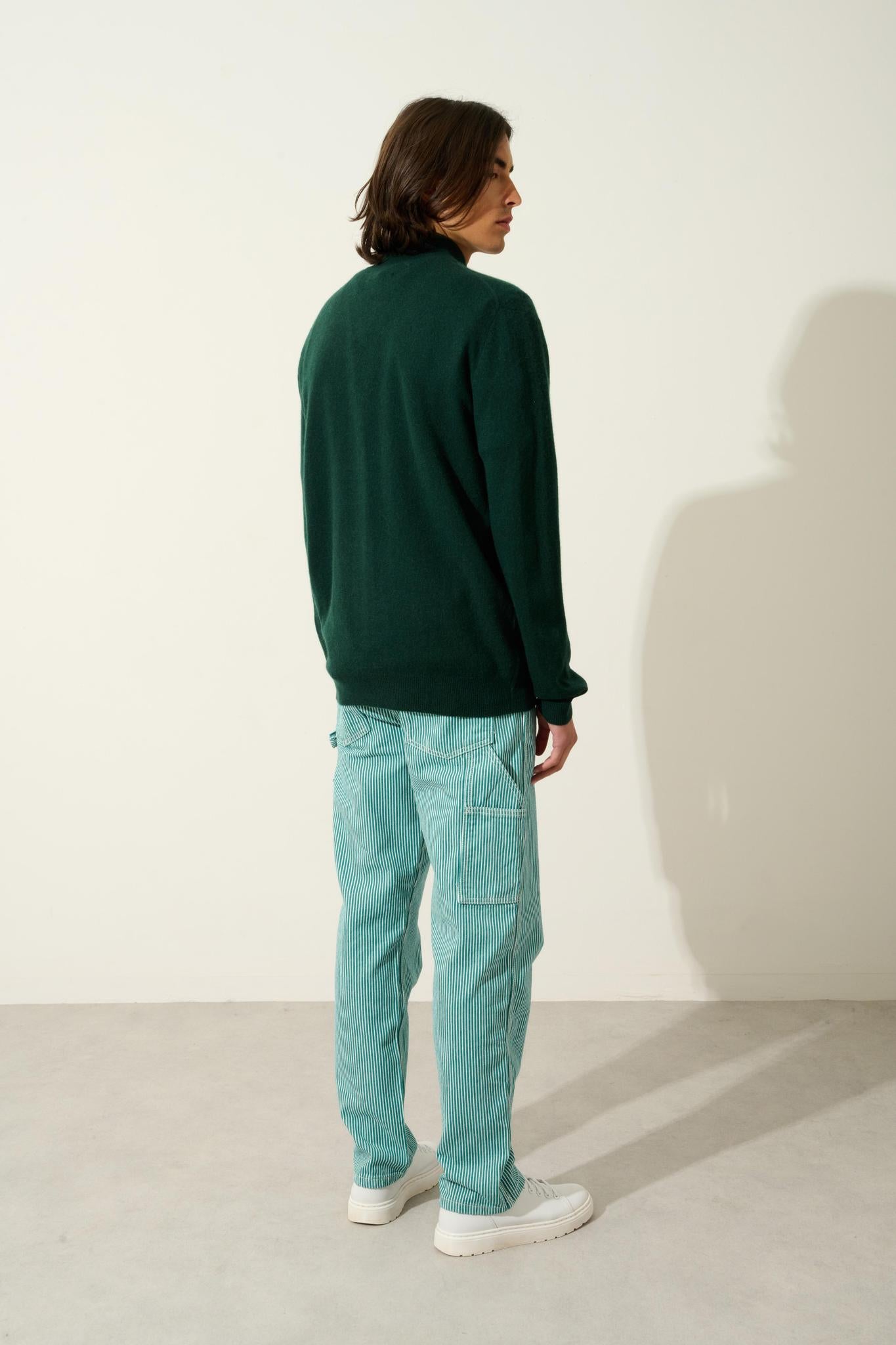 ALBARON gilet zippé col montant cyprès 100% cachemire