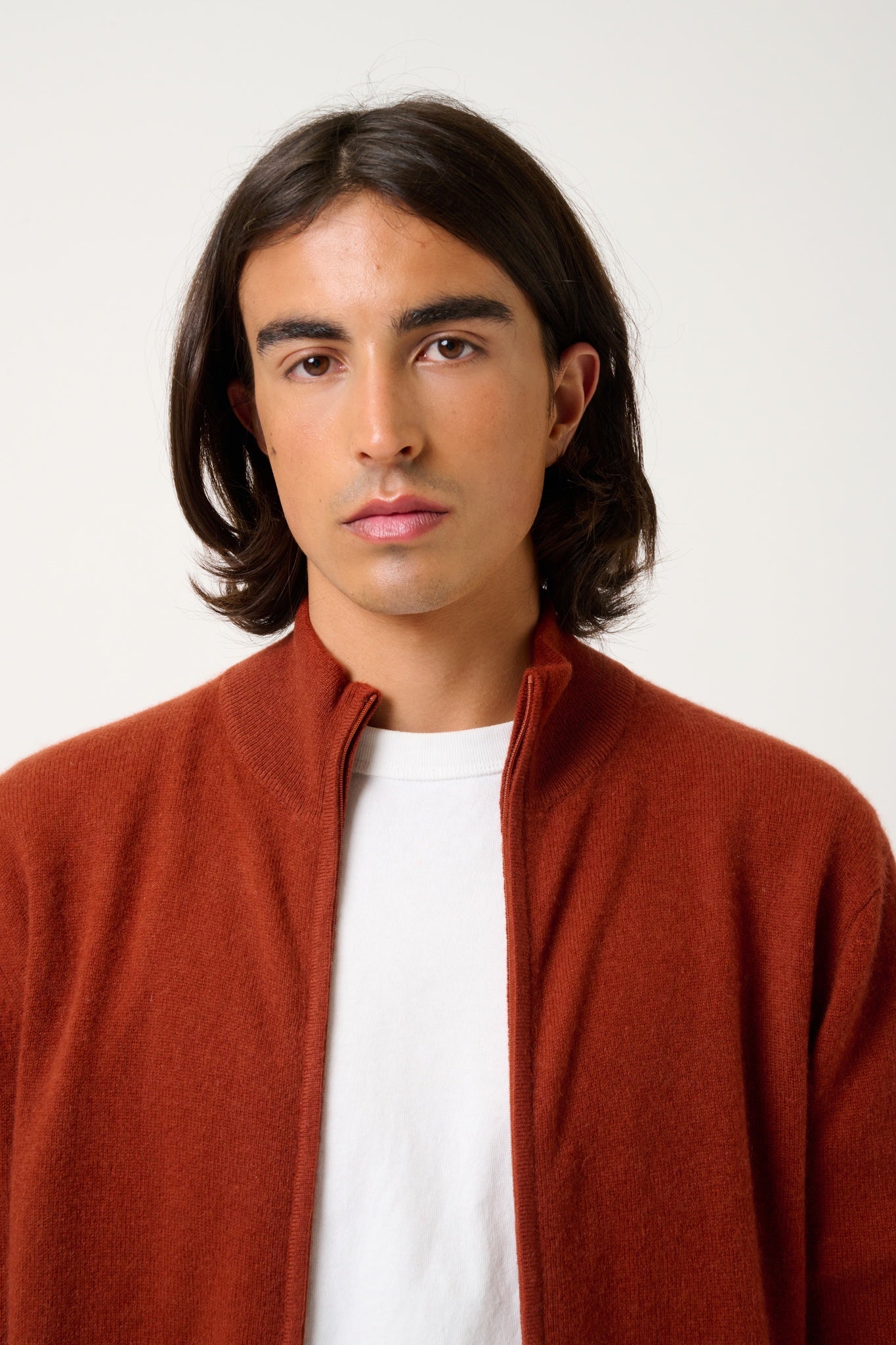 ALBARON gilet zippé col montant écureuil 100% cachemire