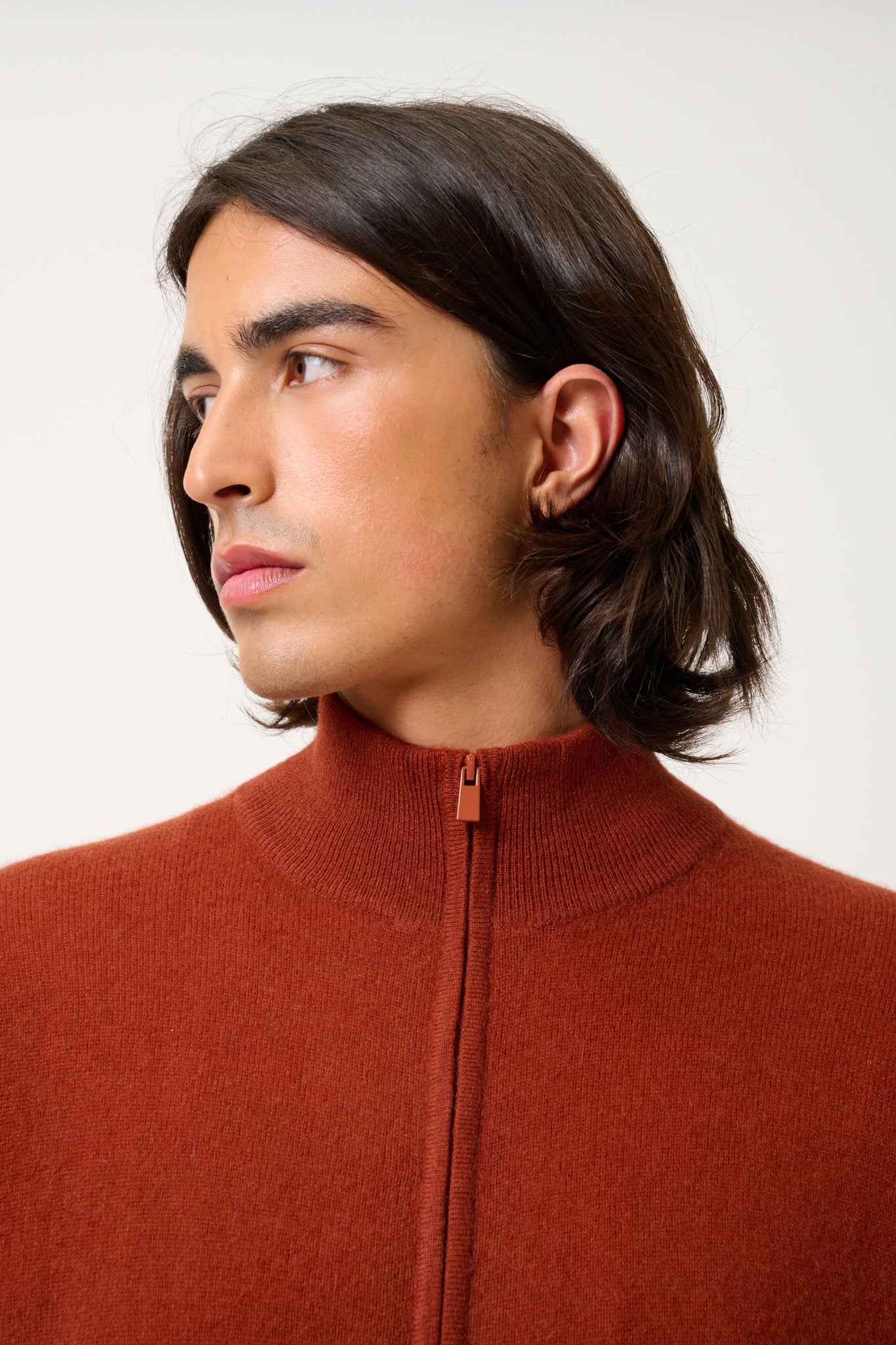 ALBARON gilet zippé col montant écureuil 100% cachemire