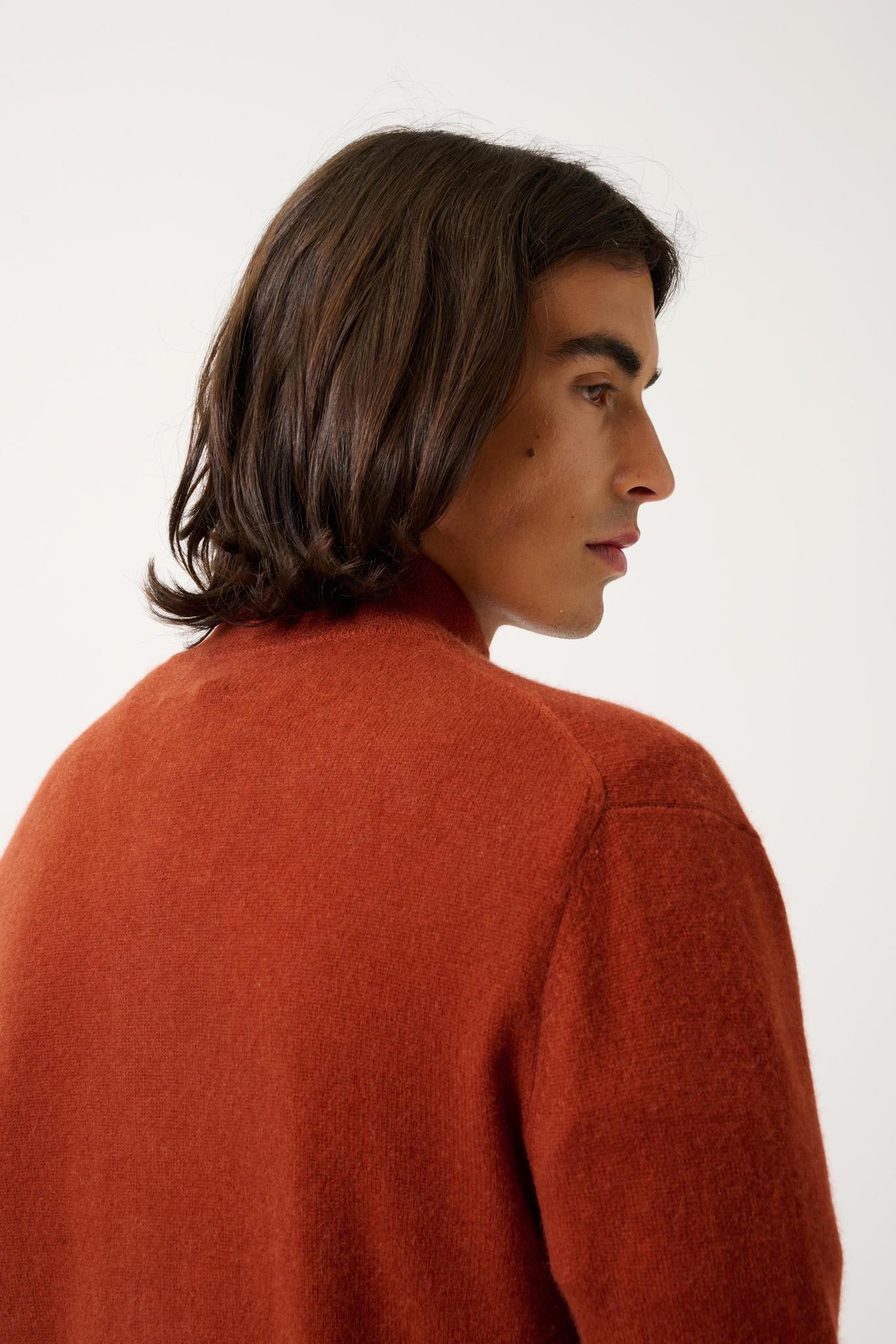 ALBARON Strickjacke aus 100 % Kaschmir mit Eichhörnchenmuster und hohem Kragen und Reißverschluss