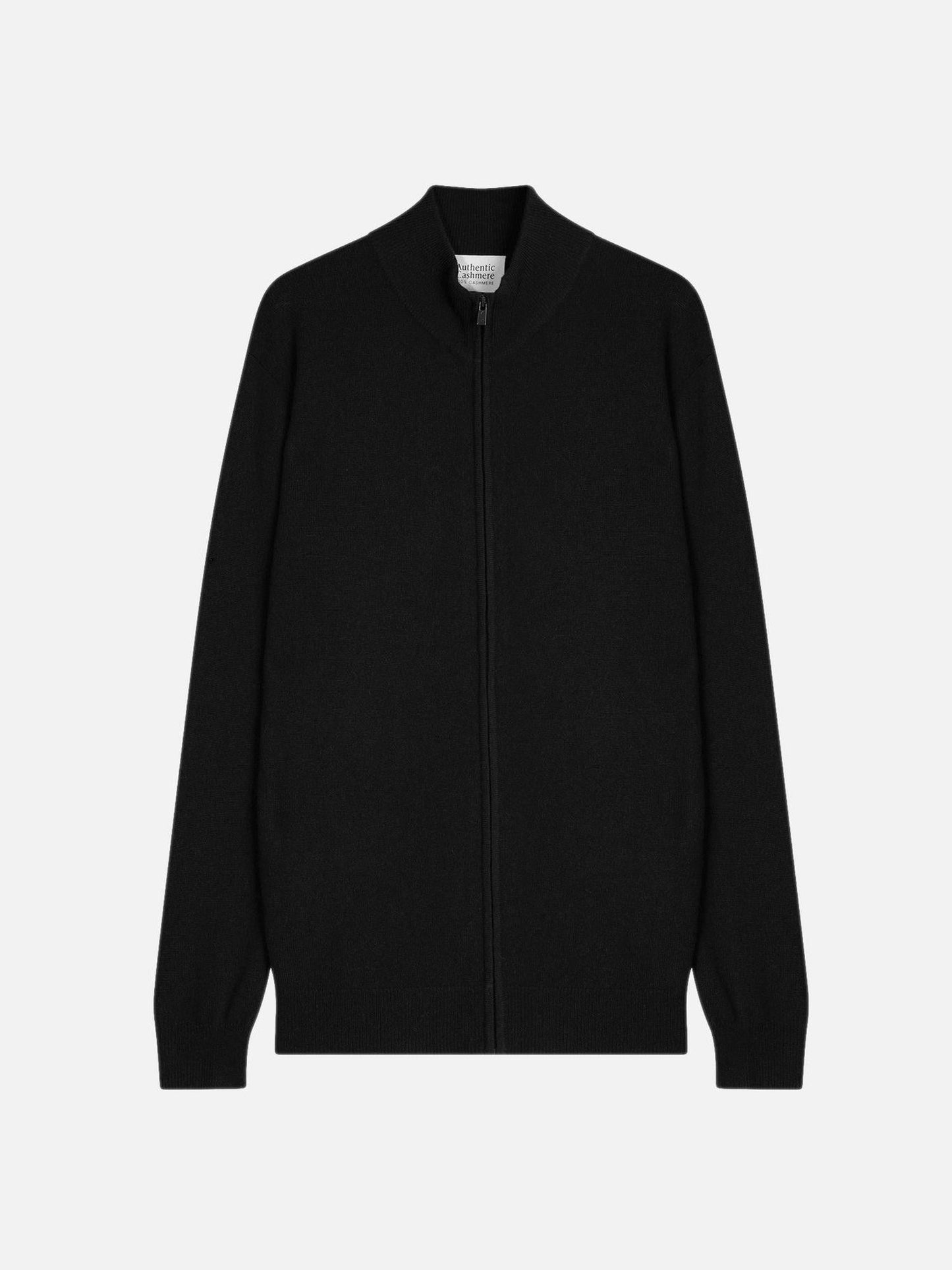 ALBARON gilet zippé col montant noir 100% cachemire