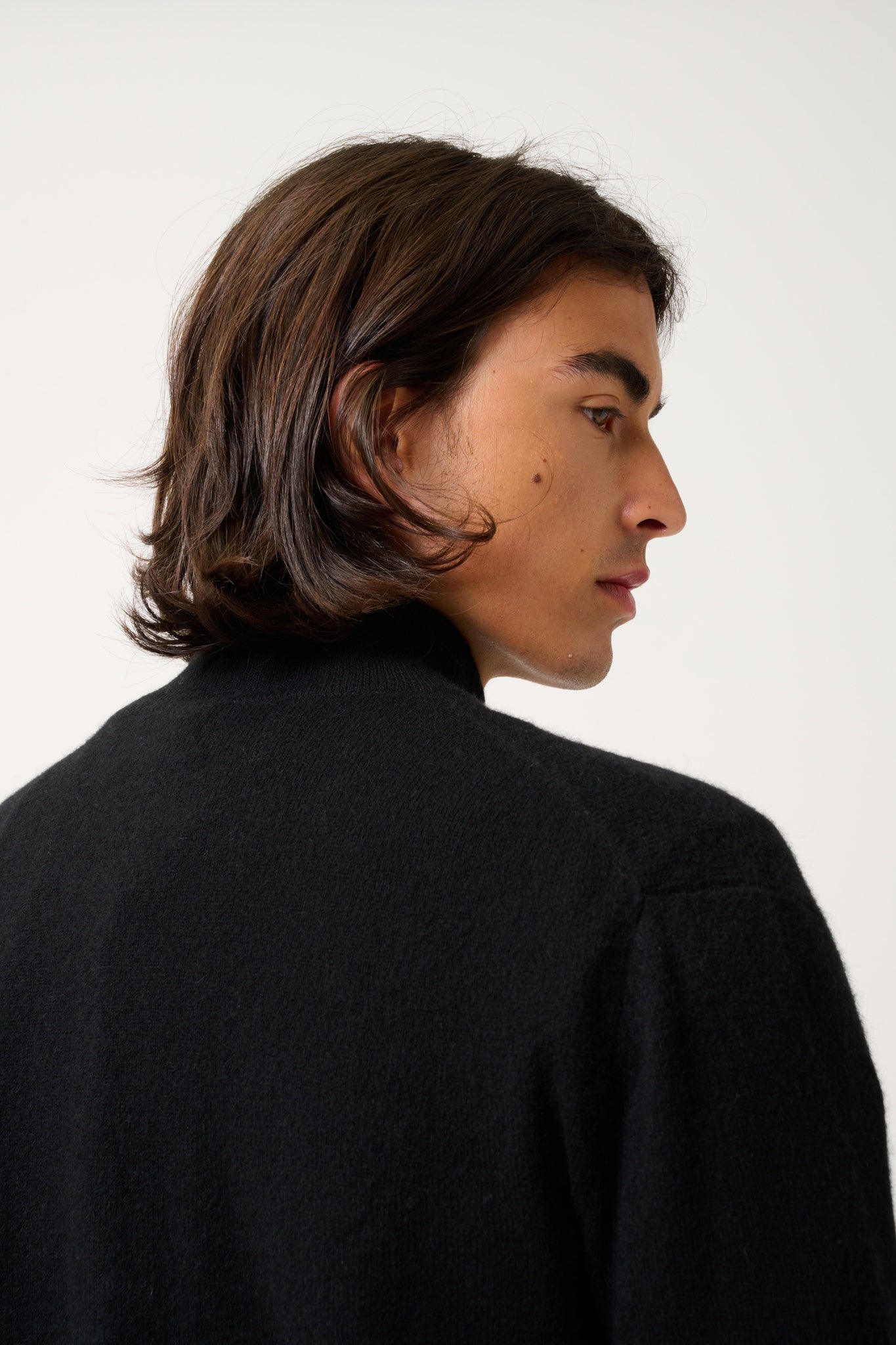 ALBARON gilet zippé col montant noir 100% cachemire