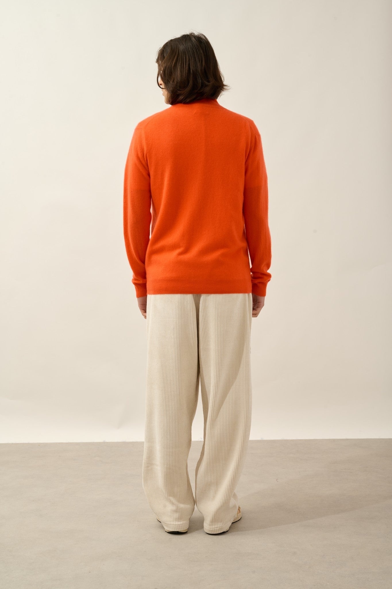 albaron gilet zippé col montant orange 100% cachemire