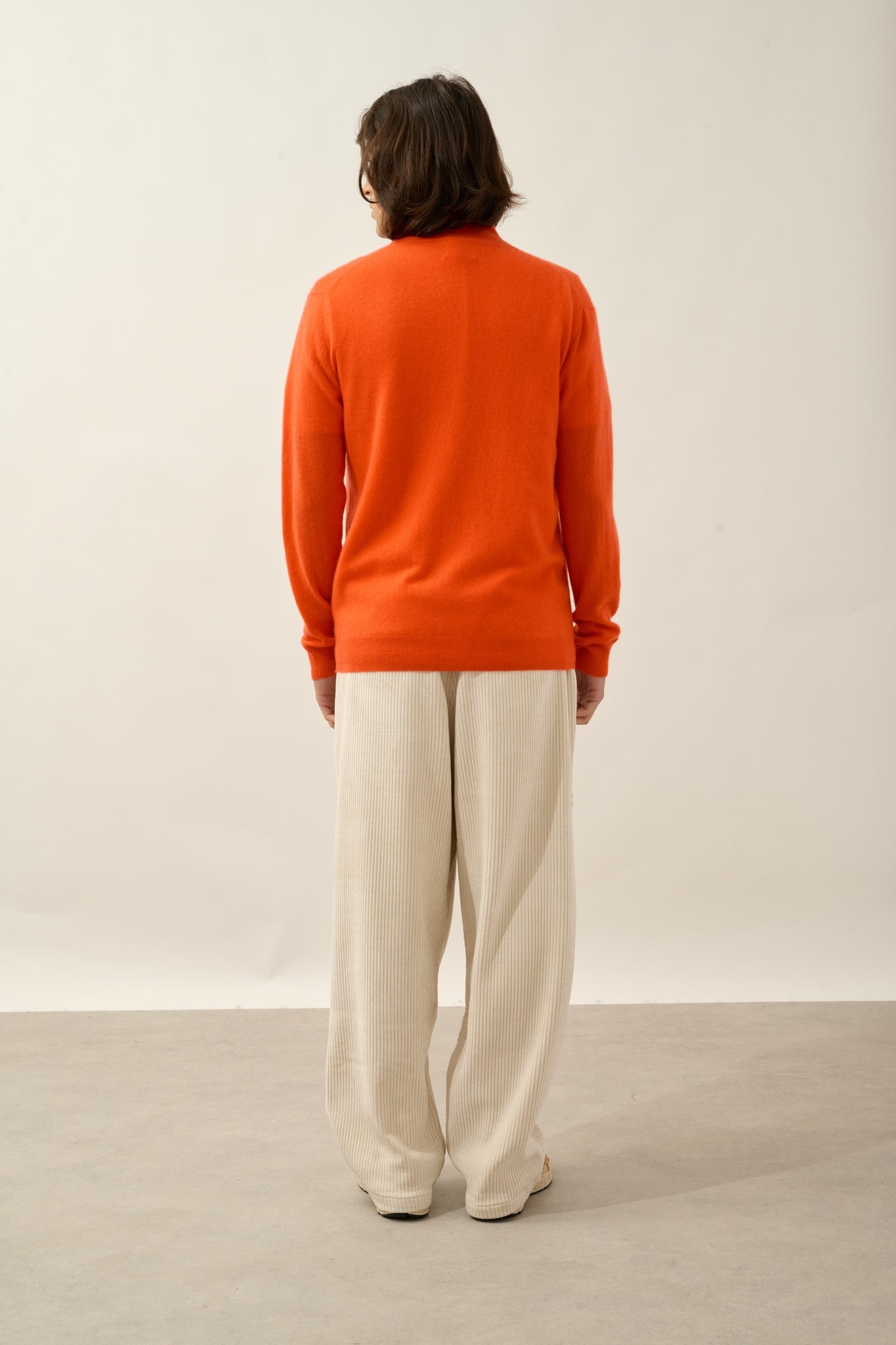 ALBARON gilet zippé col montant orange 100% cachemire