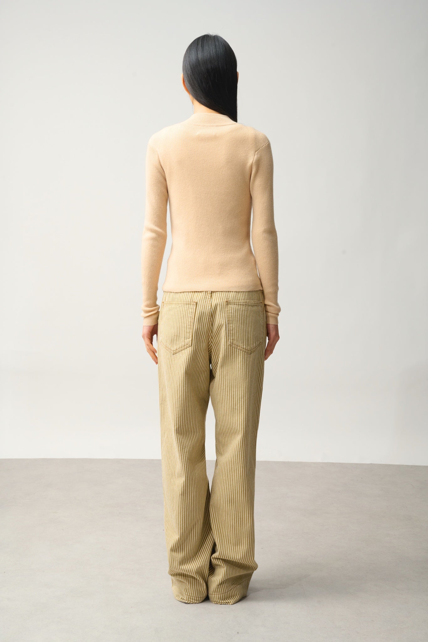 ALBERTE gilet zippé col montant beige 100% cachemire