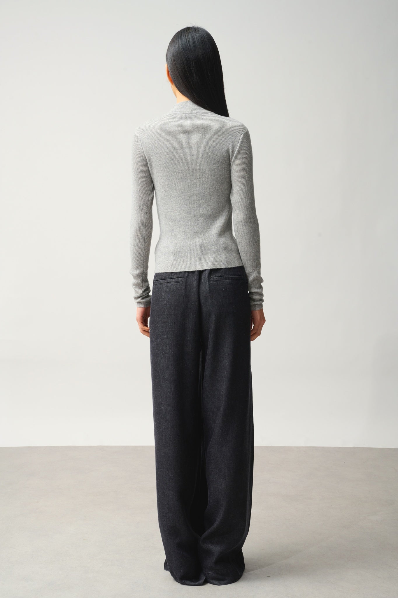 ALBERTE gilet zippé col montant gris chiné 100% cachemire