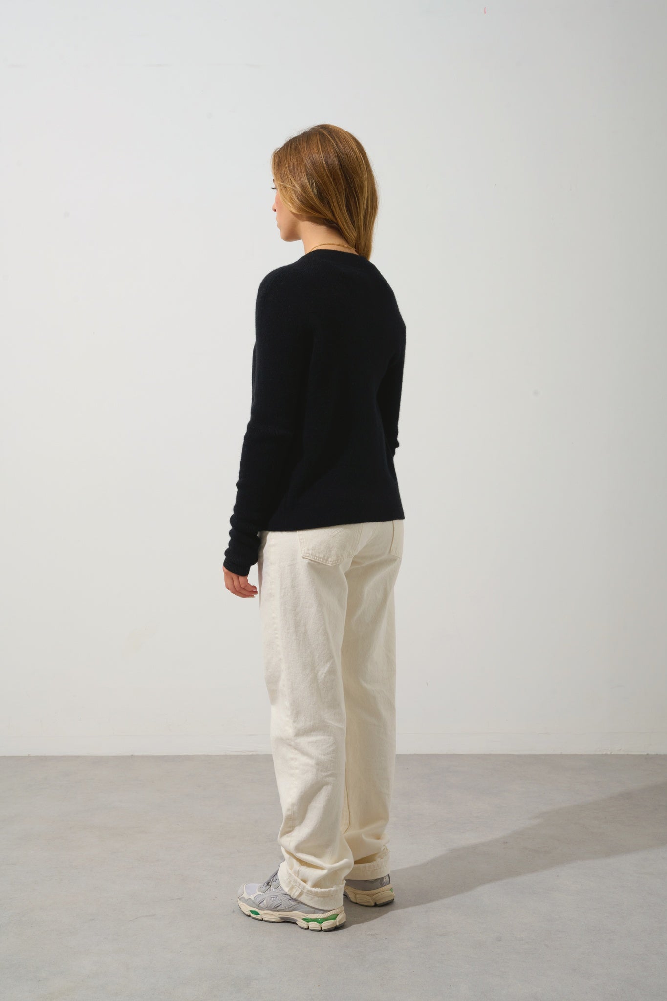 ALBERTE gilet zippé col montant noir 100% cachemire