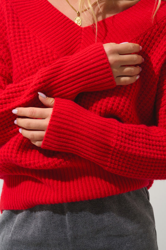 alpande pull col v 8 fils carmin 100% cachemire