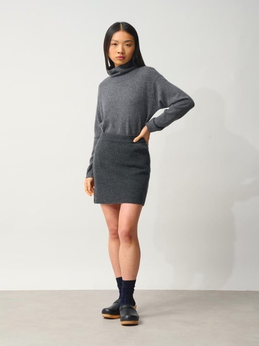 AMALIE jupe anthracite chiné 100% cachemire