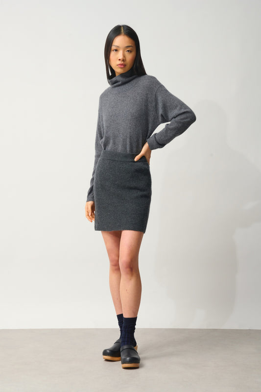 AMALIE 100% cashmere anthracite mottled skirt