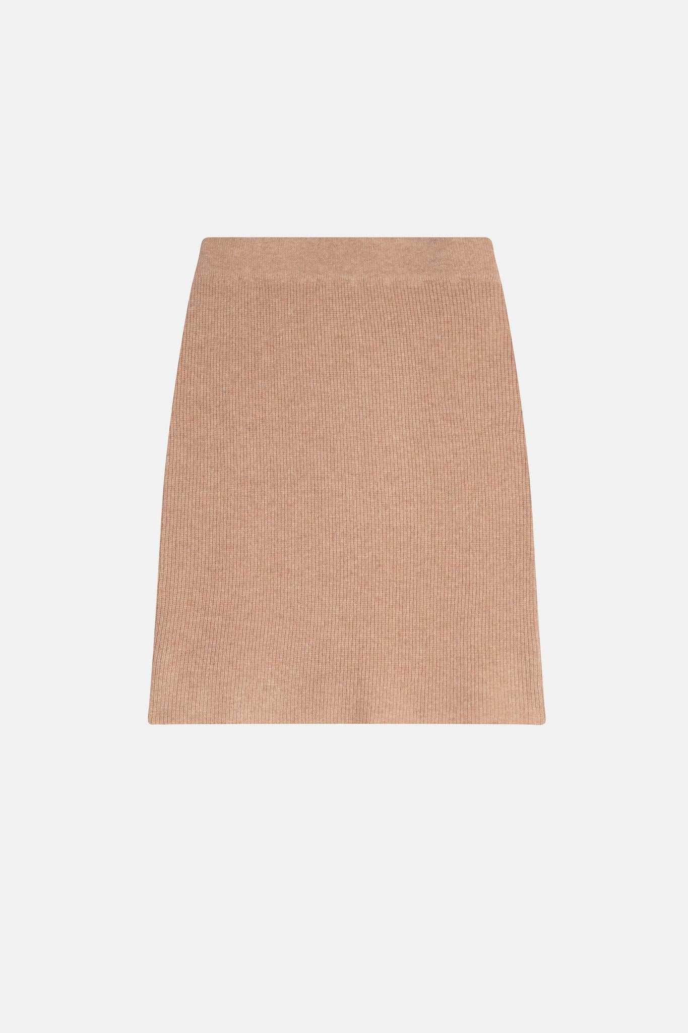 AMALIE camel mottled skirt 100% cashmere