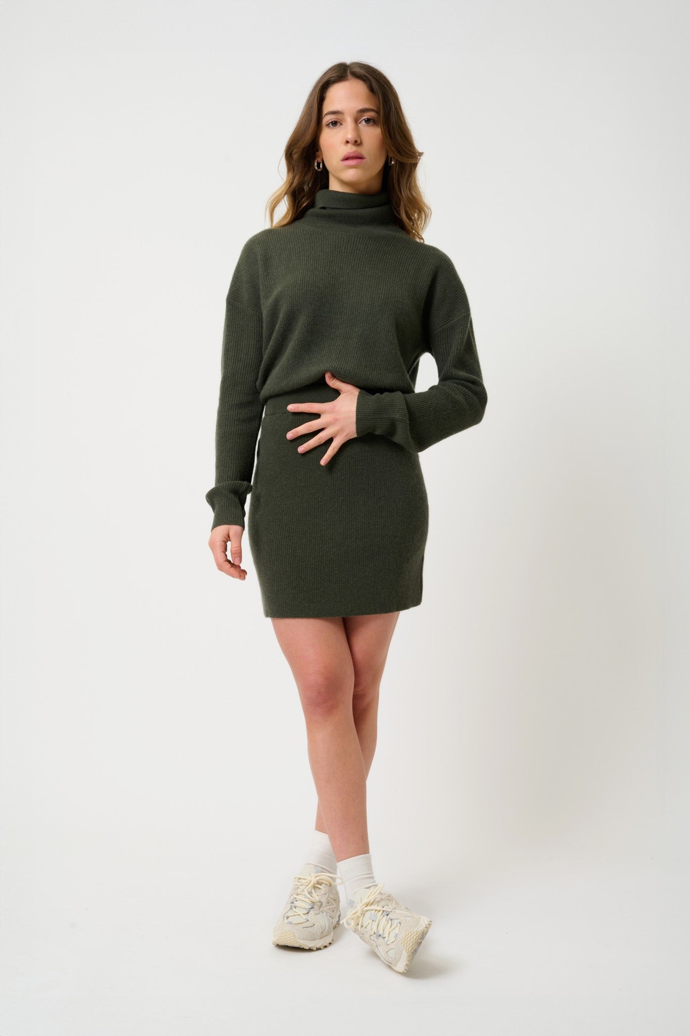 amalie jupe kaki 100% cachemire