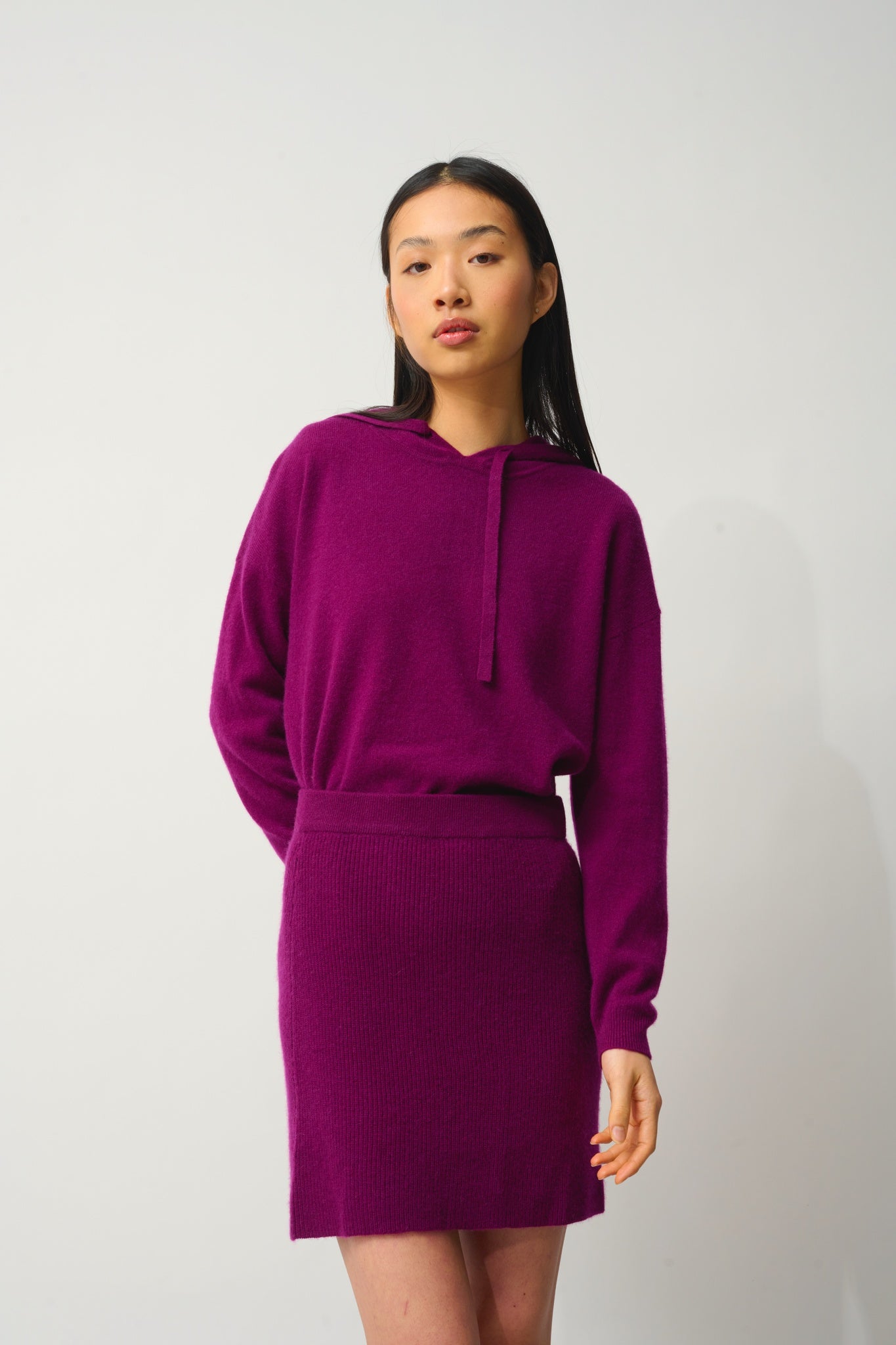 AMALIE jupe prune 100% cachemire