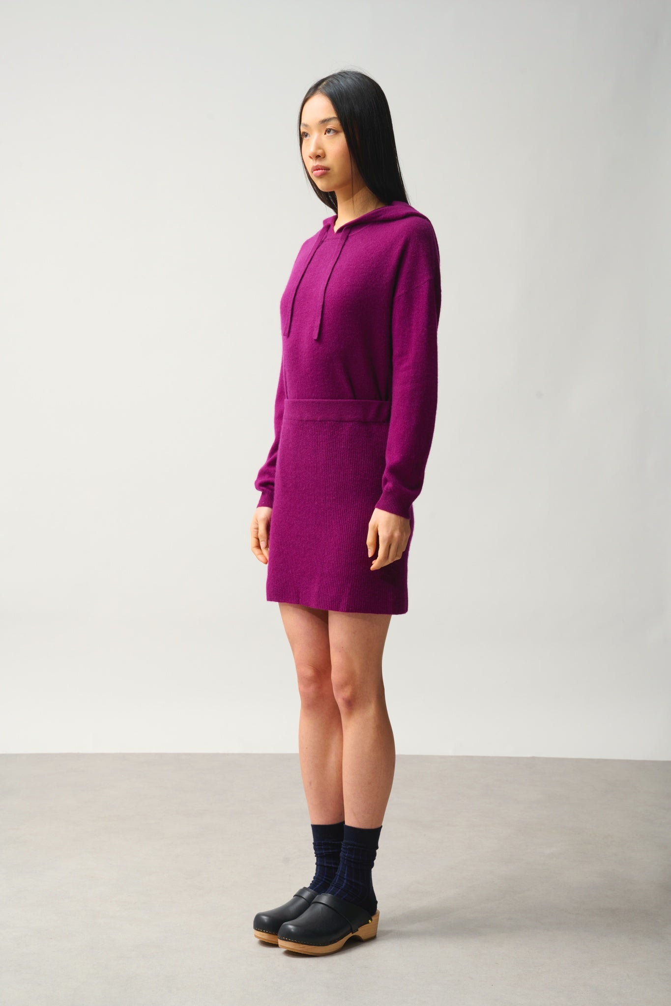 AMALIE jupe prune 100% cachemire