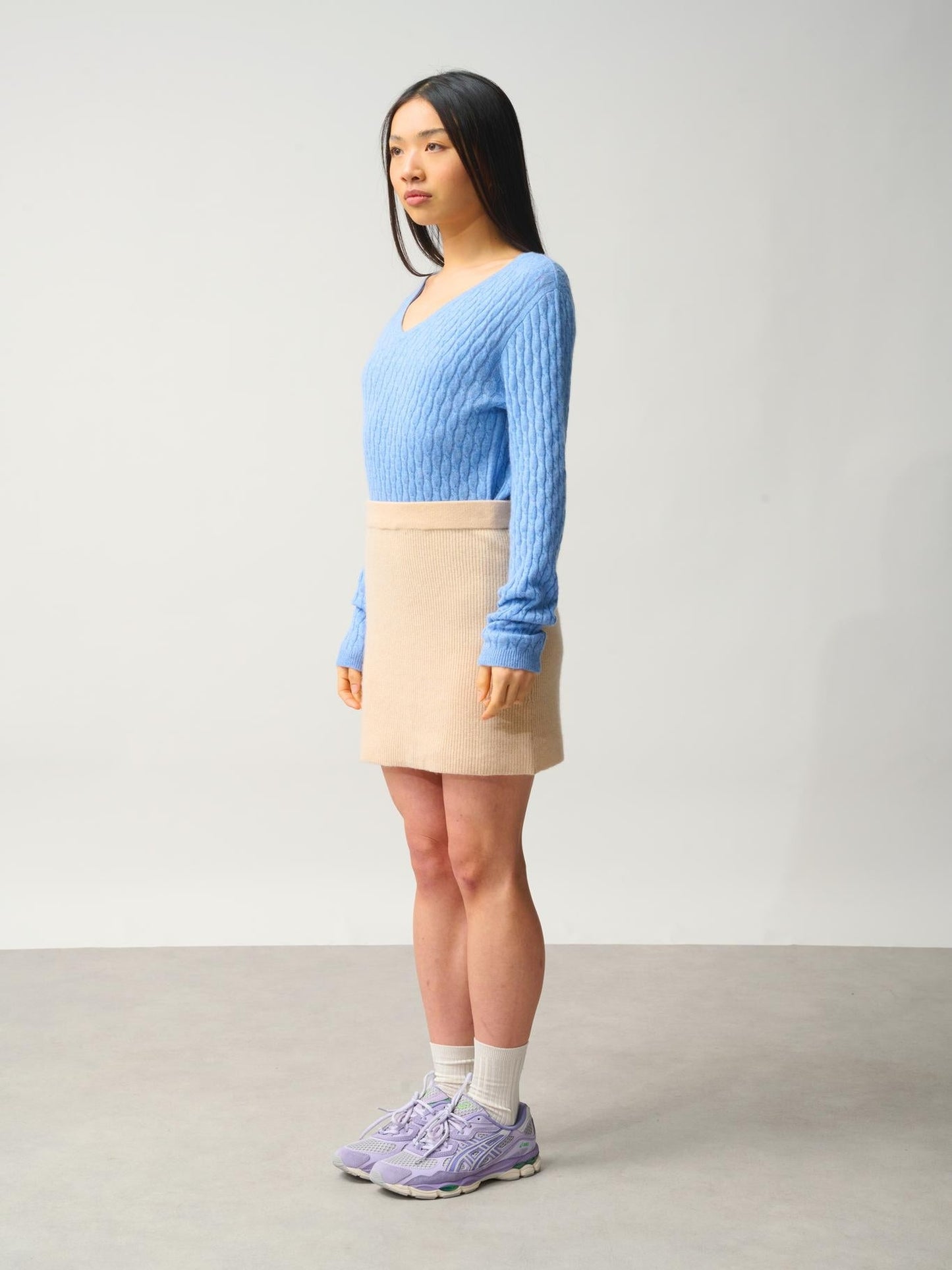 AMALIE jupe sable 100% cachemire