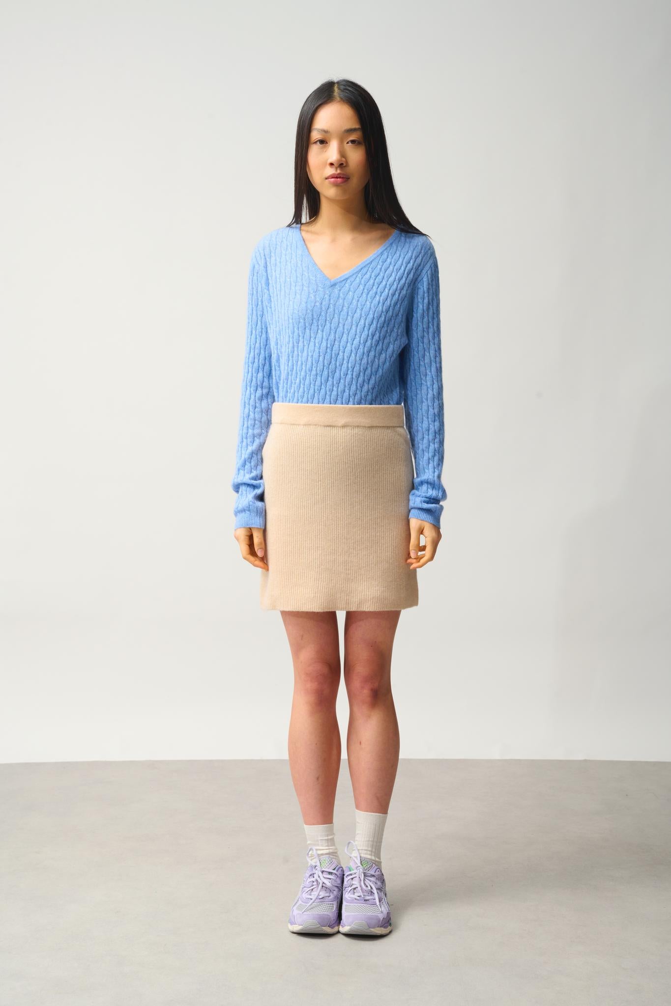 AMALIE jupe sable 100% cachemire