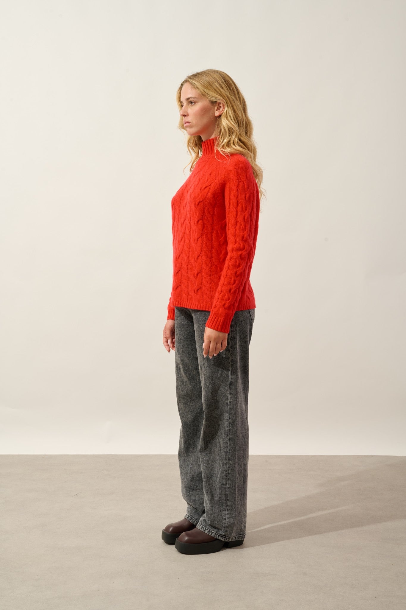 amariel pull col montant 6 fils carmin 100% cachemire