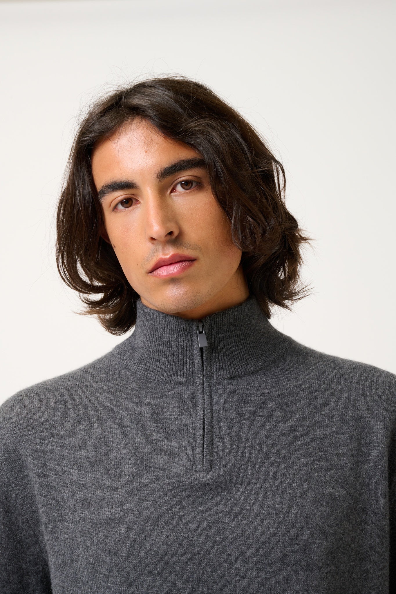 AMBIN Trucker Pullover anthrazit meliert 100% Kaschmir