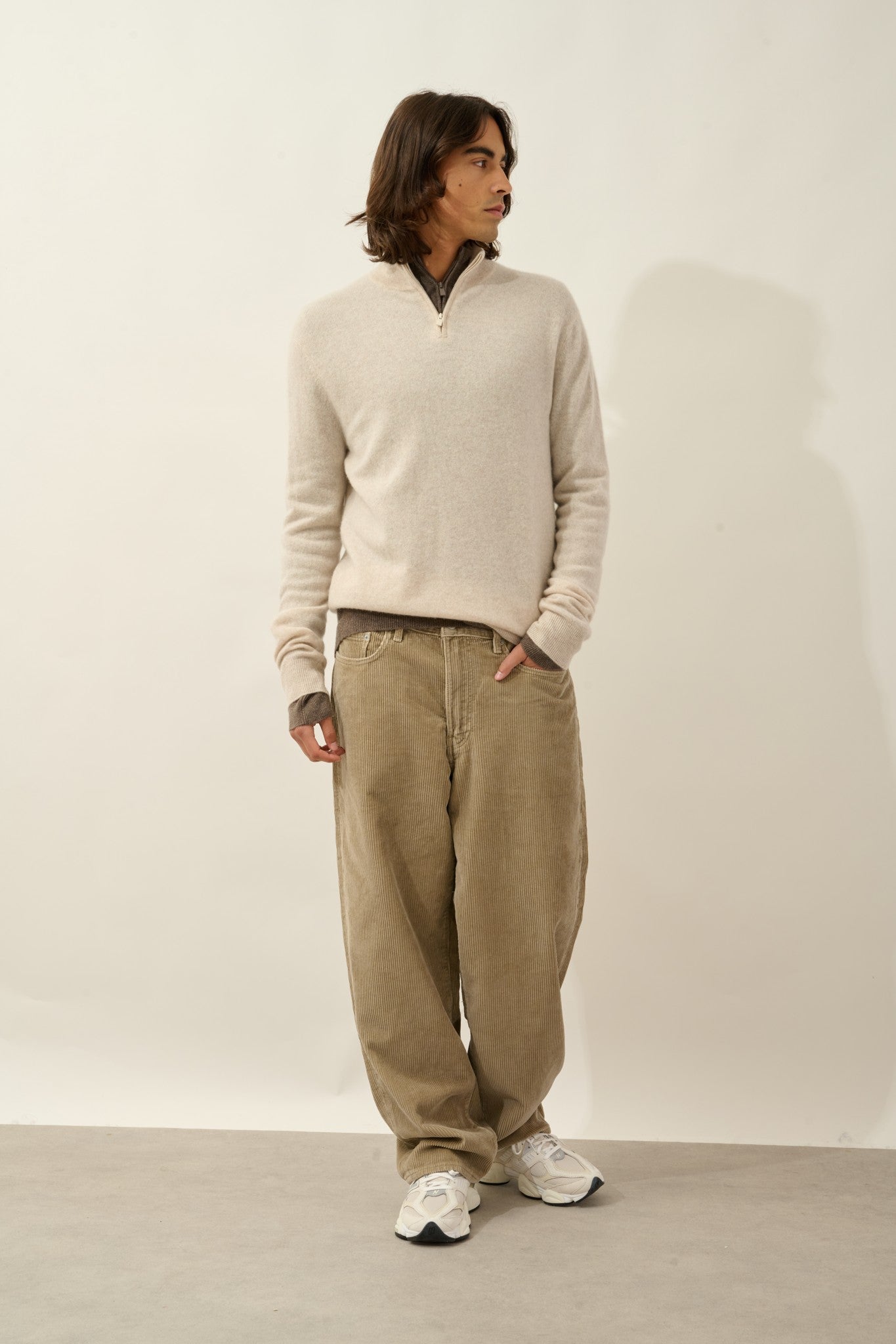 ambin pull camionneur beige chiné 100% cachemire