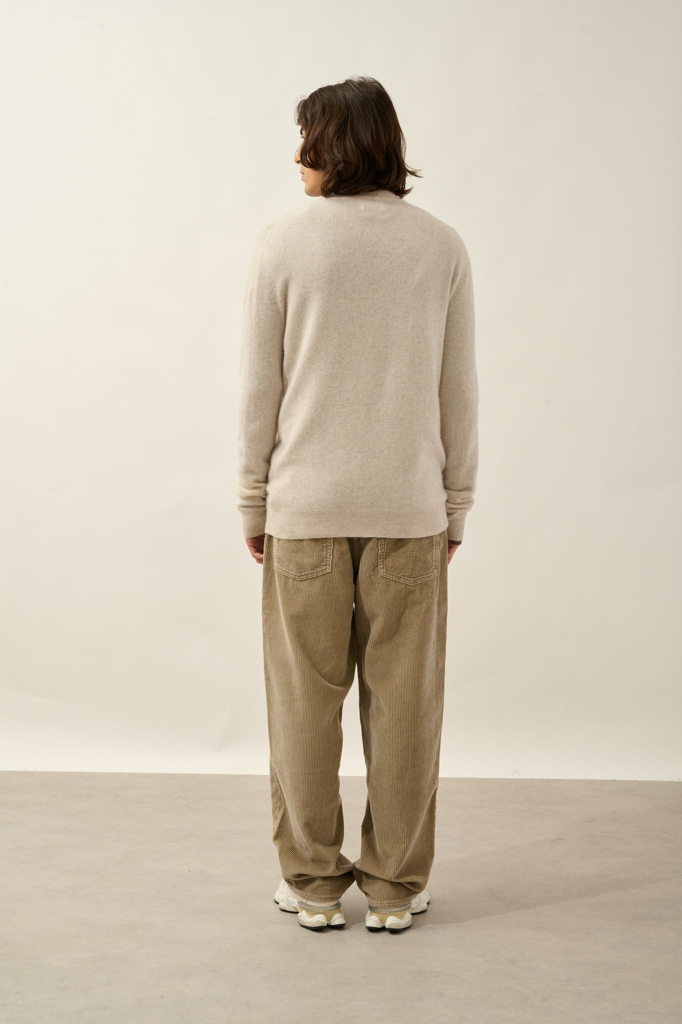 AMBIN pull camionneur beige chiné 100% cachemire