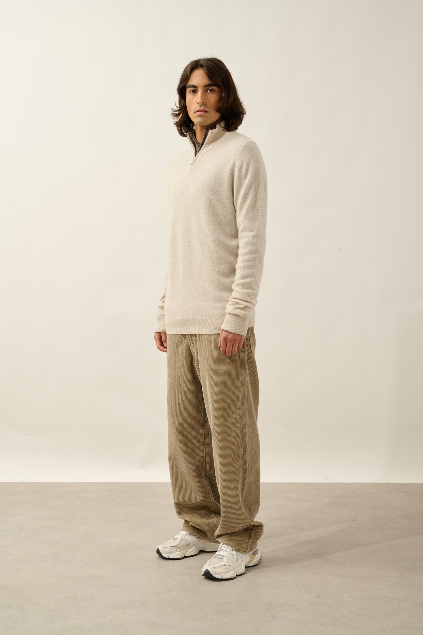 ambin pull camionneur beige chiné 100% cachemire