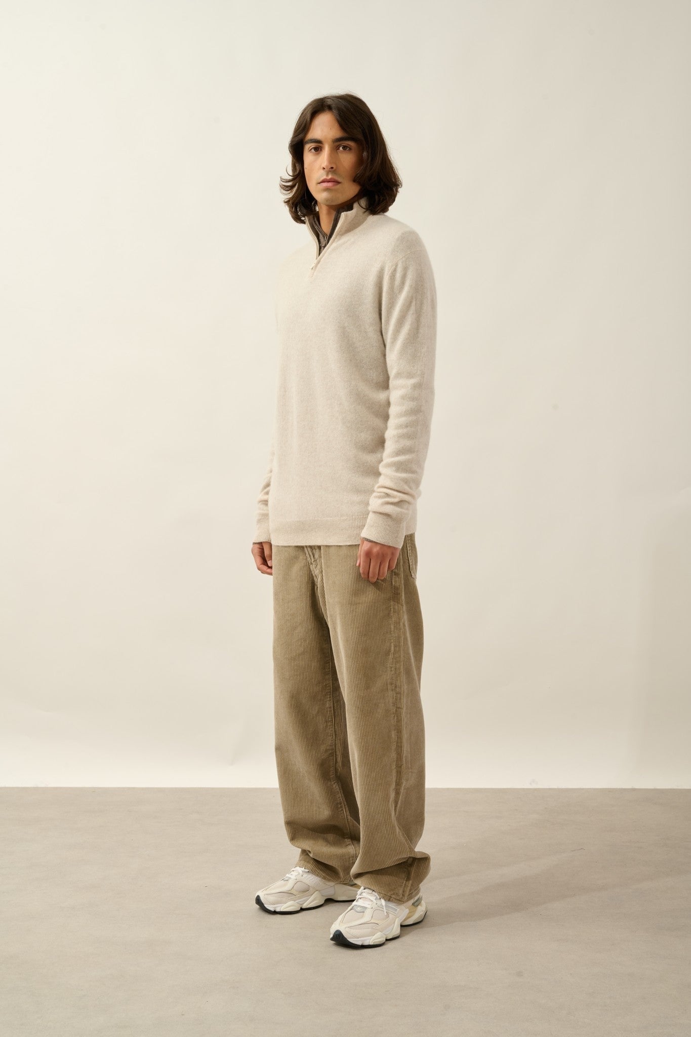 ambin pull camionneur beige chiné 100% cachemire