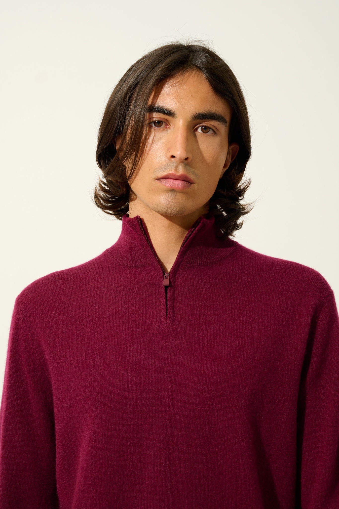 AMBIN pull camionneur bordeaux 100% cachemire