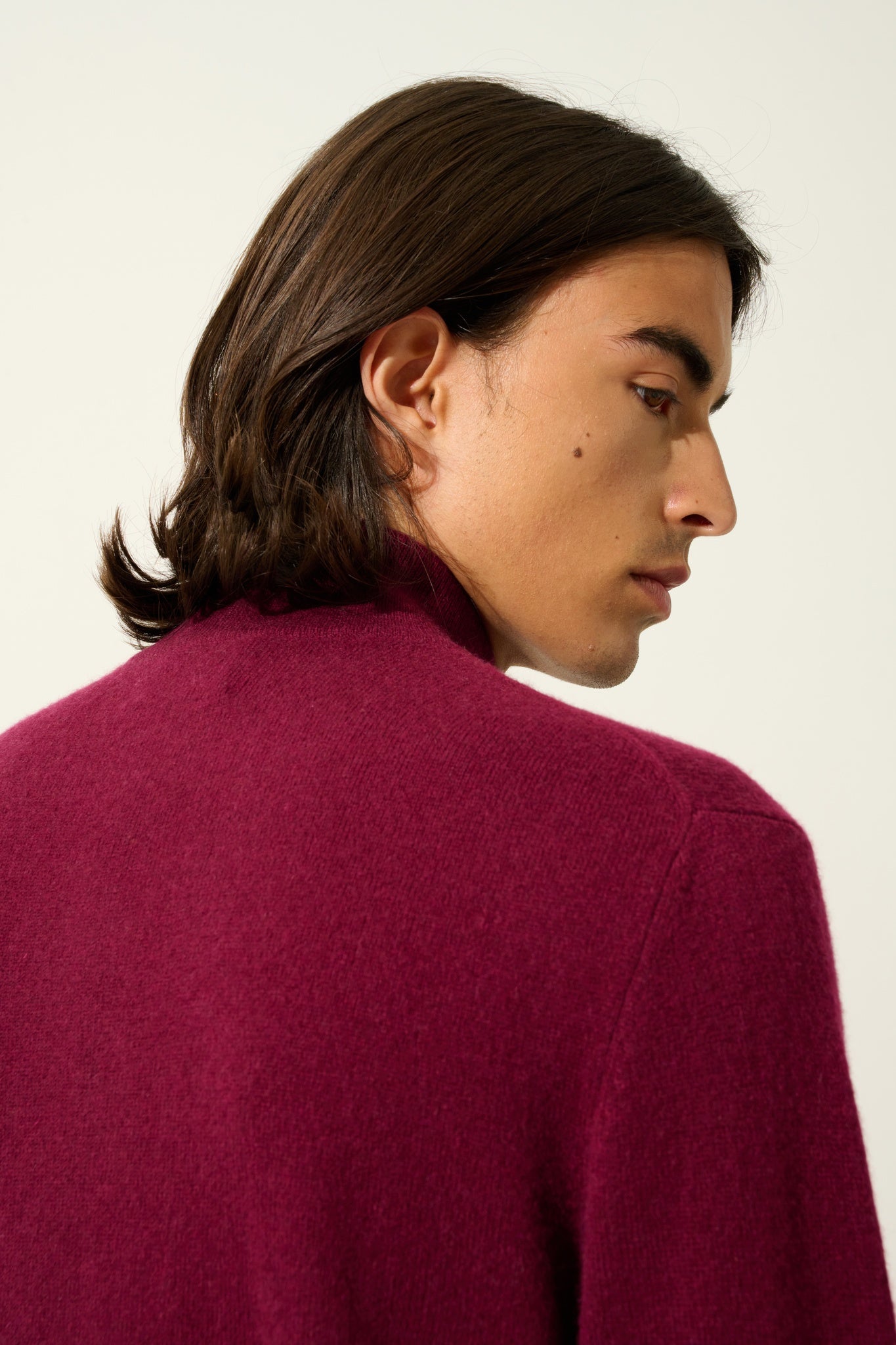 AMBIN pull camionneur bordeaux 100% cachemire