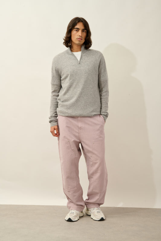 AMBIN pull camionneur gris souris chiné 100% cachemire