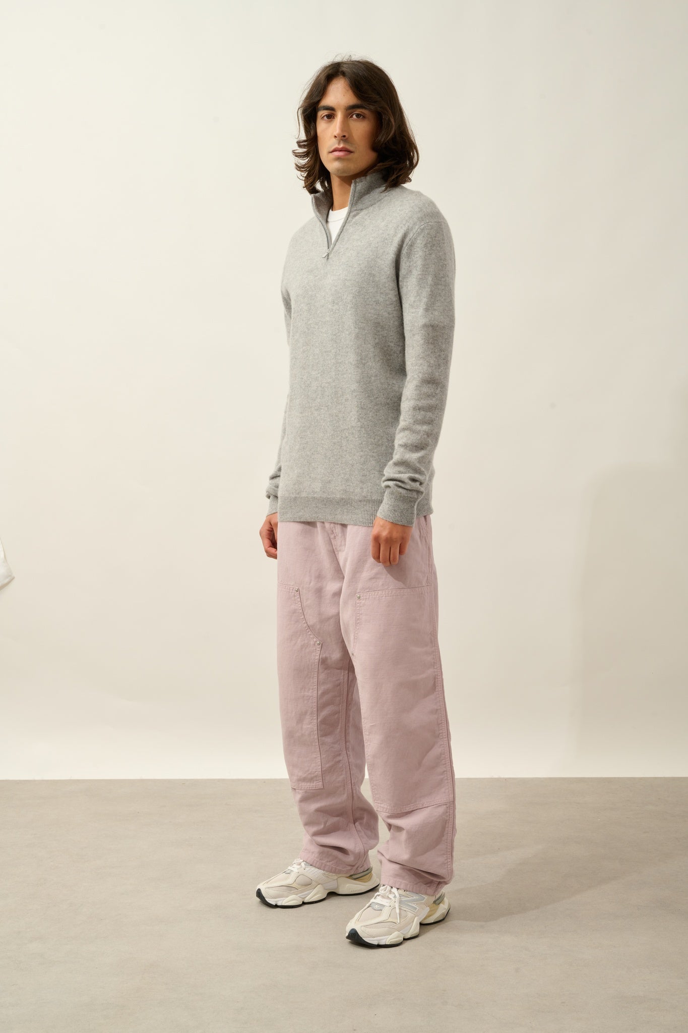 AMBIN pull camionneur gris souris chiné 100% cachemire