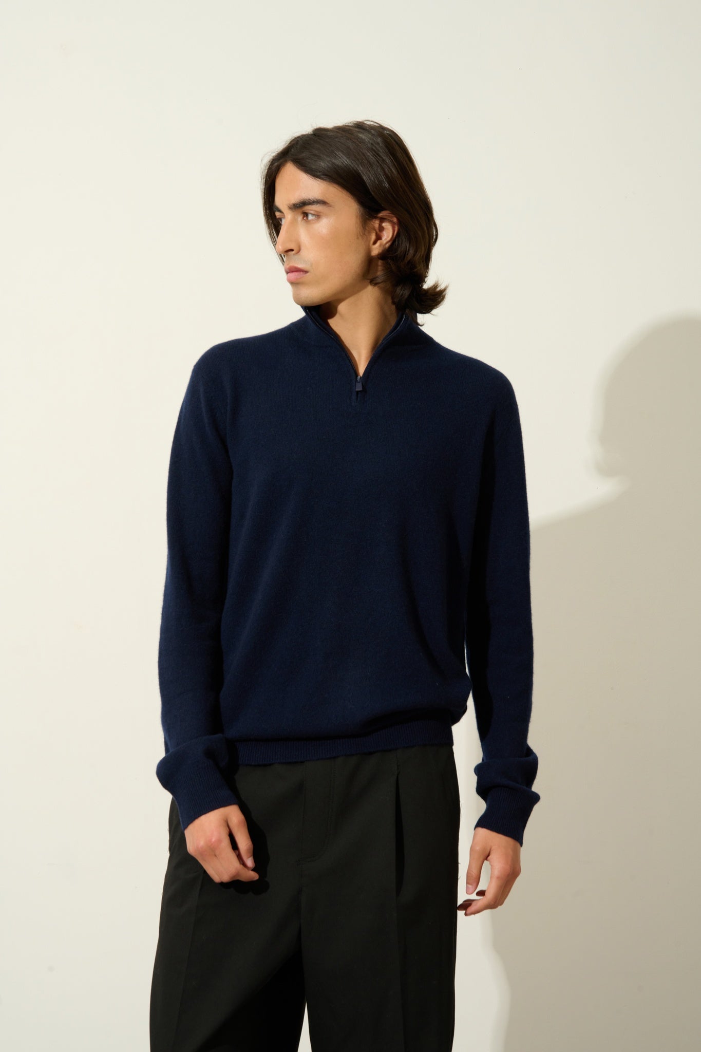 AMBIN Trucker Pullover navy 100% Kaschmir