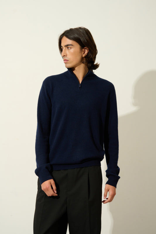 AMBIN Trucker Pullover navy 100% Kaschmir