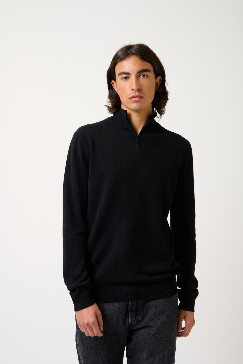 AMBIN black trucker sweater 100% cashmere