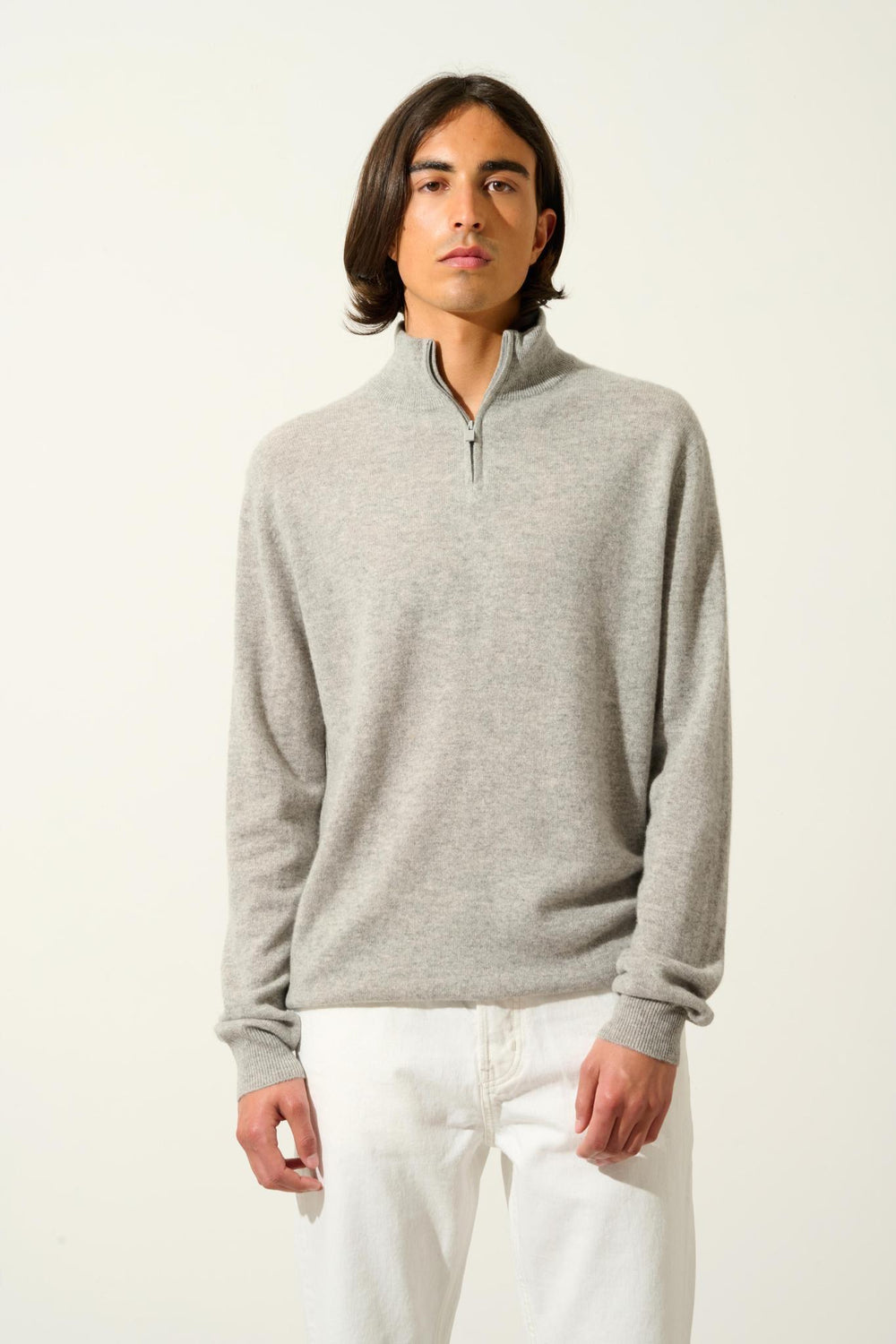 AMBIN nuage chiné 100% cashmere trucker sweater