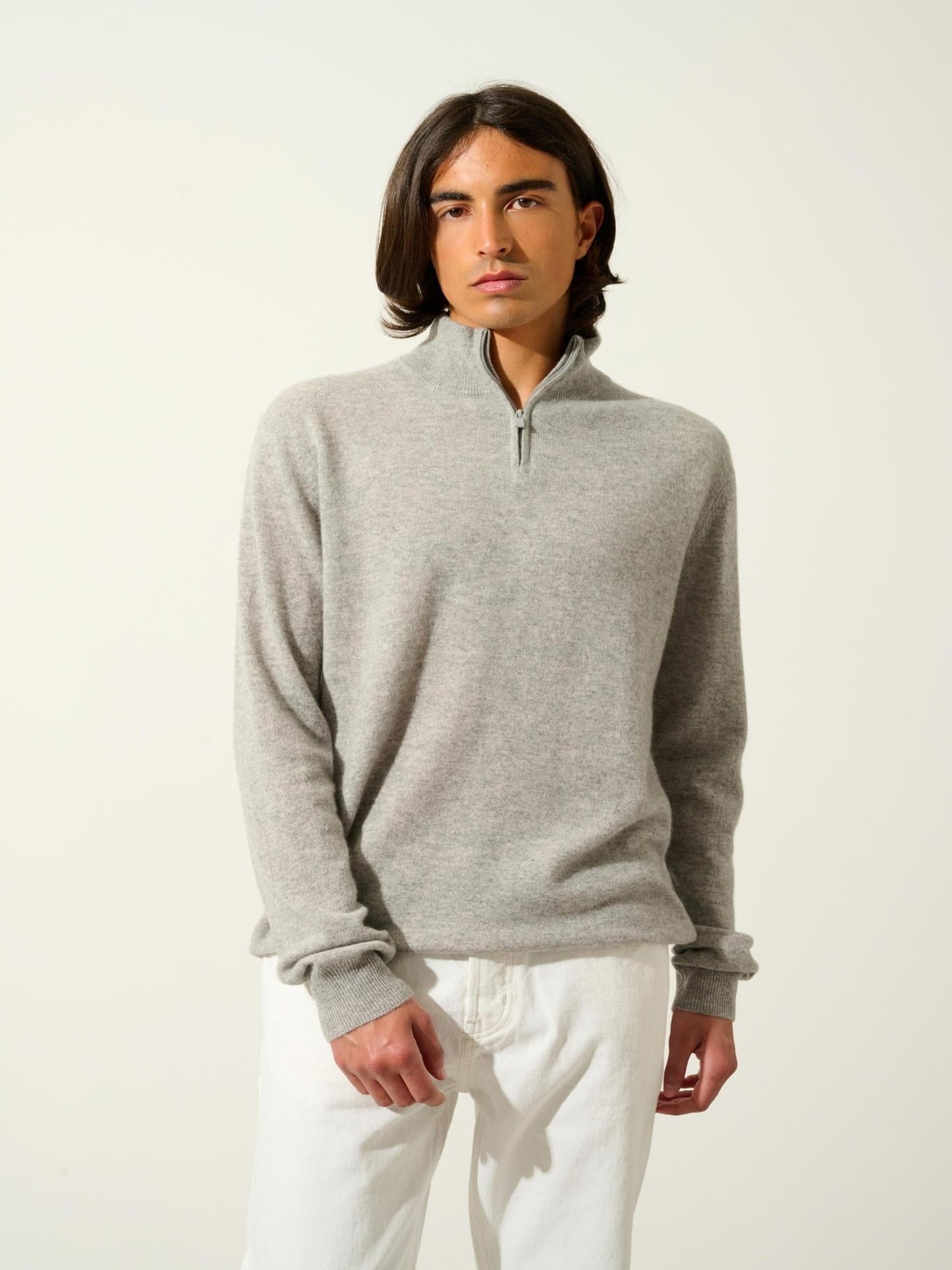 AMBIN nuage chiné 100% cashmere trucker sweater