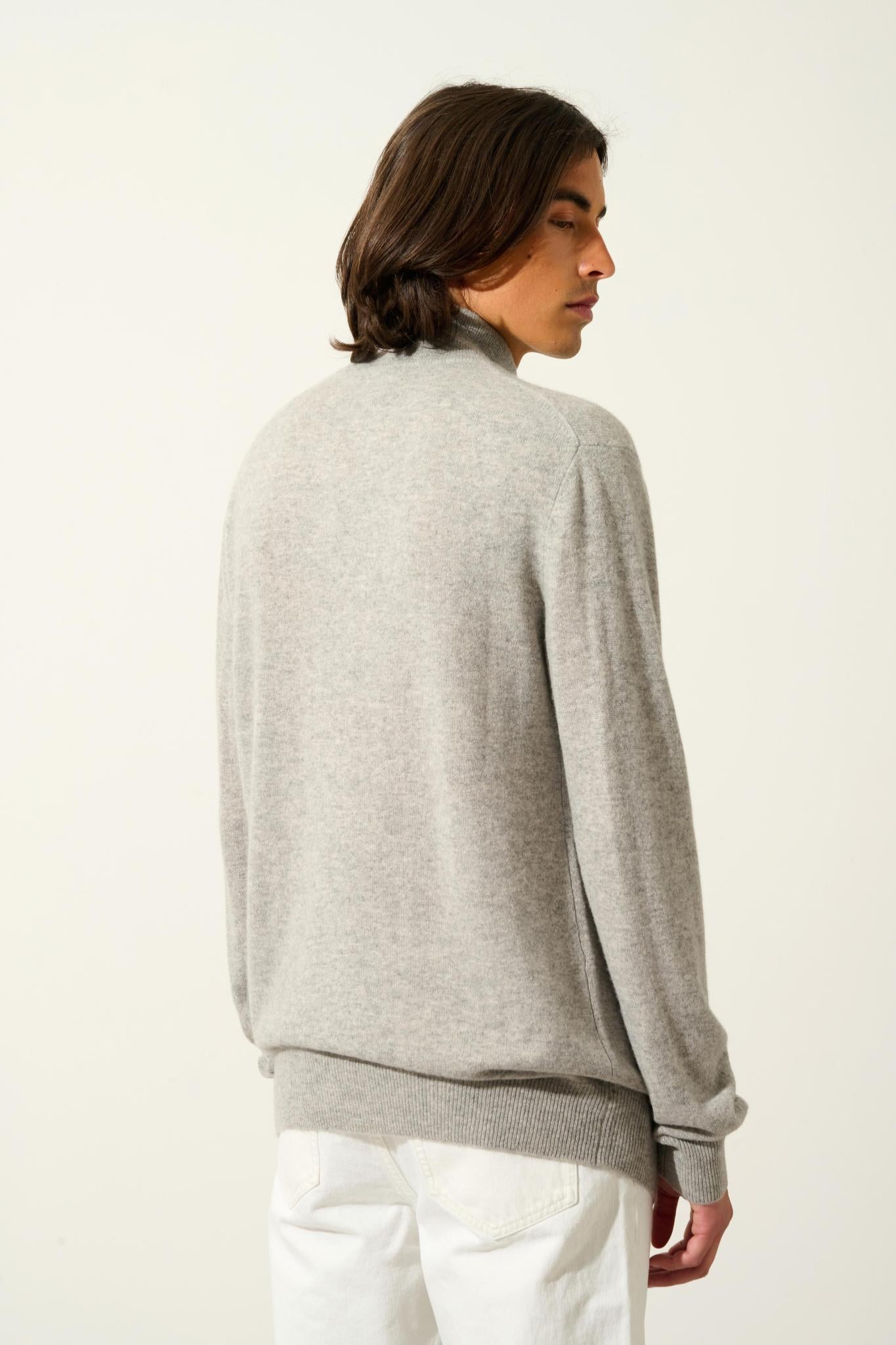AMBIN nuage chiné 100% cashmere trucker sweater