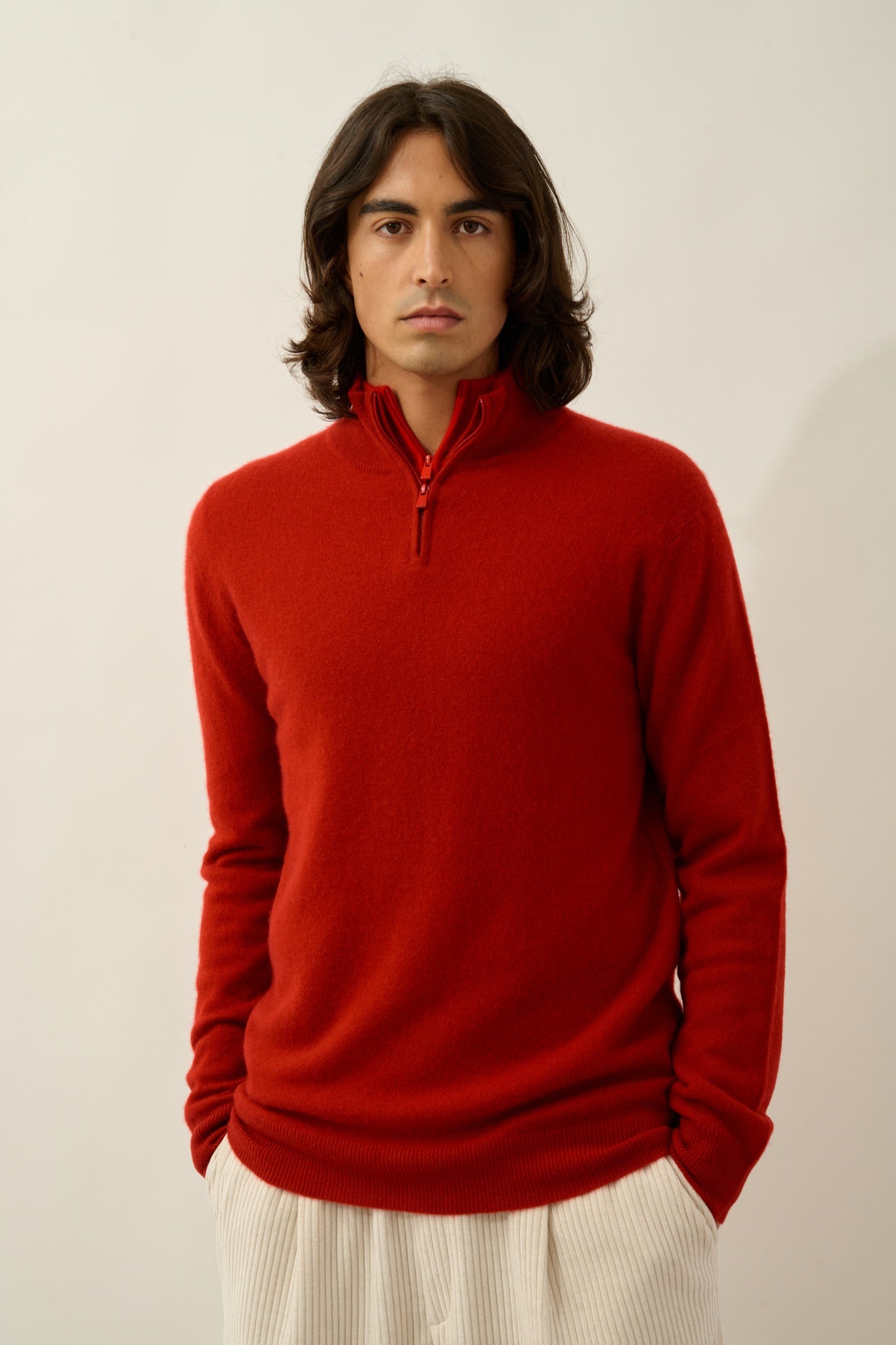 AMBIN Trucker Pullover rubinrot 100% Kaschmir