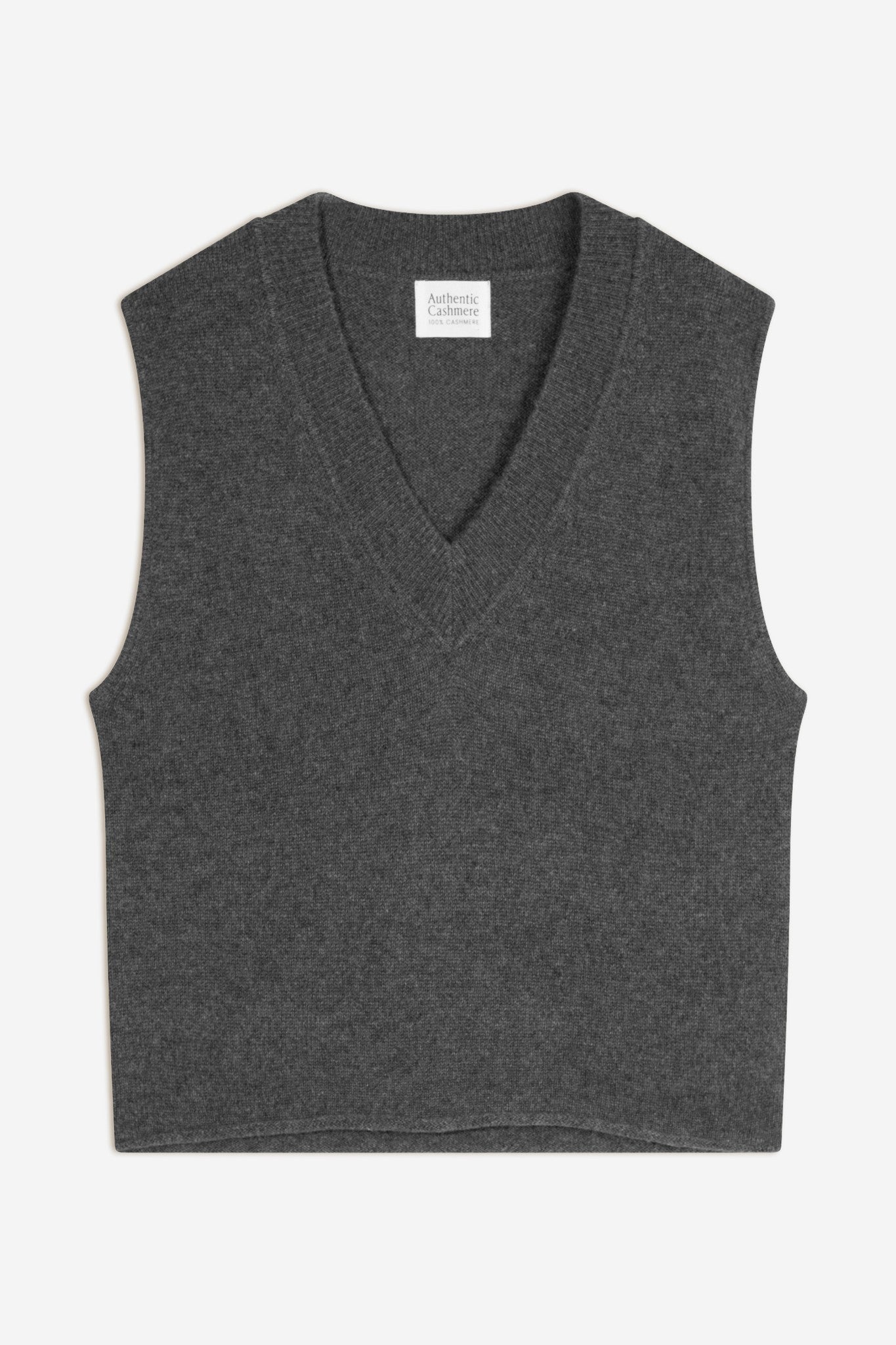 amelie pull col v sans manches 4 fils anthracite chiné 100% cachemire