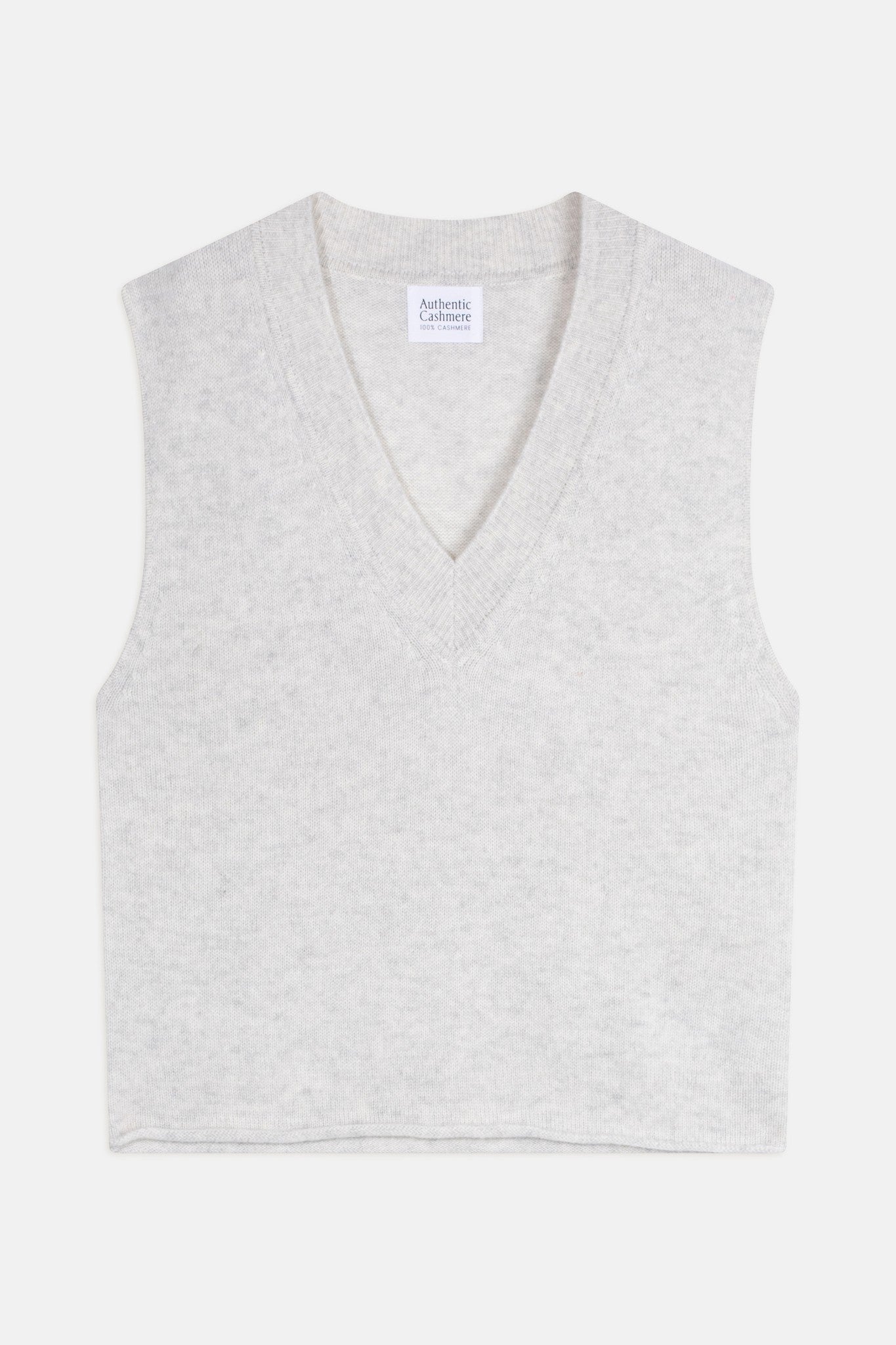 amelie pull col v sans manches 4 fils gris perle chiné 100% cachemire