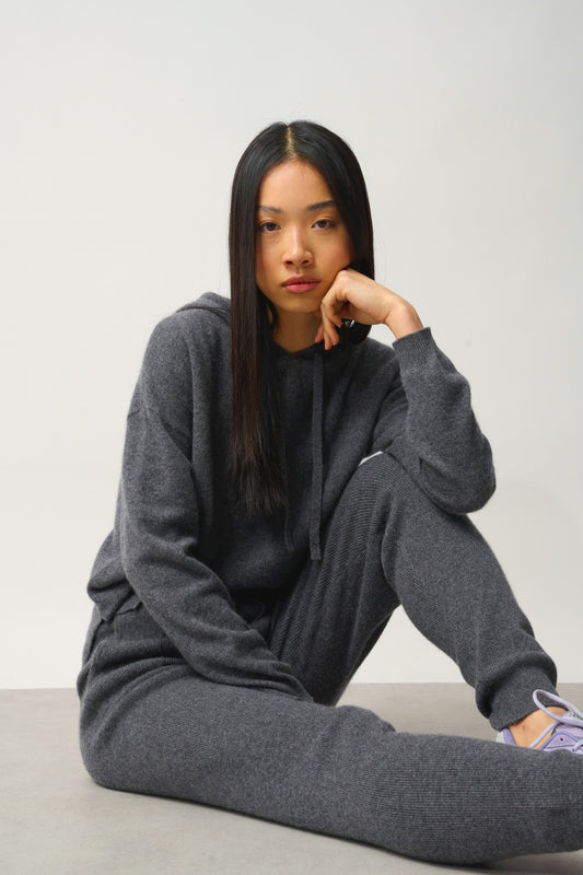 ANIKA anthracite mottled jogging suit 100% cashmere