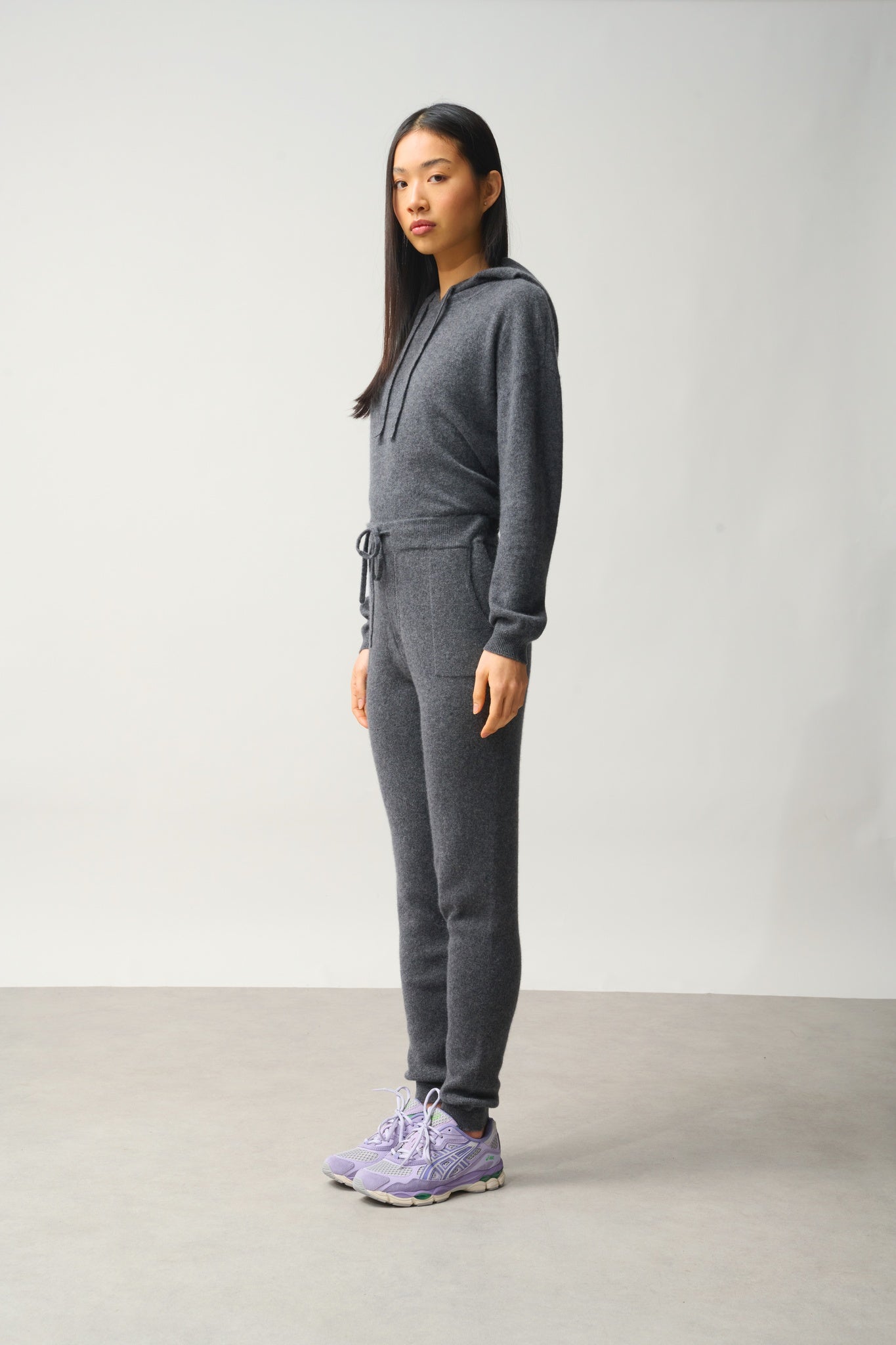 ANIKA anthracite mottled jogging suit 100% cashmere